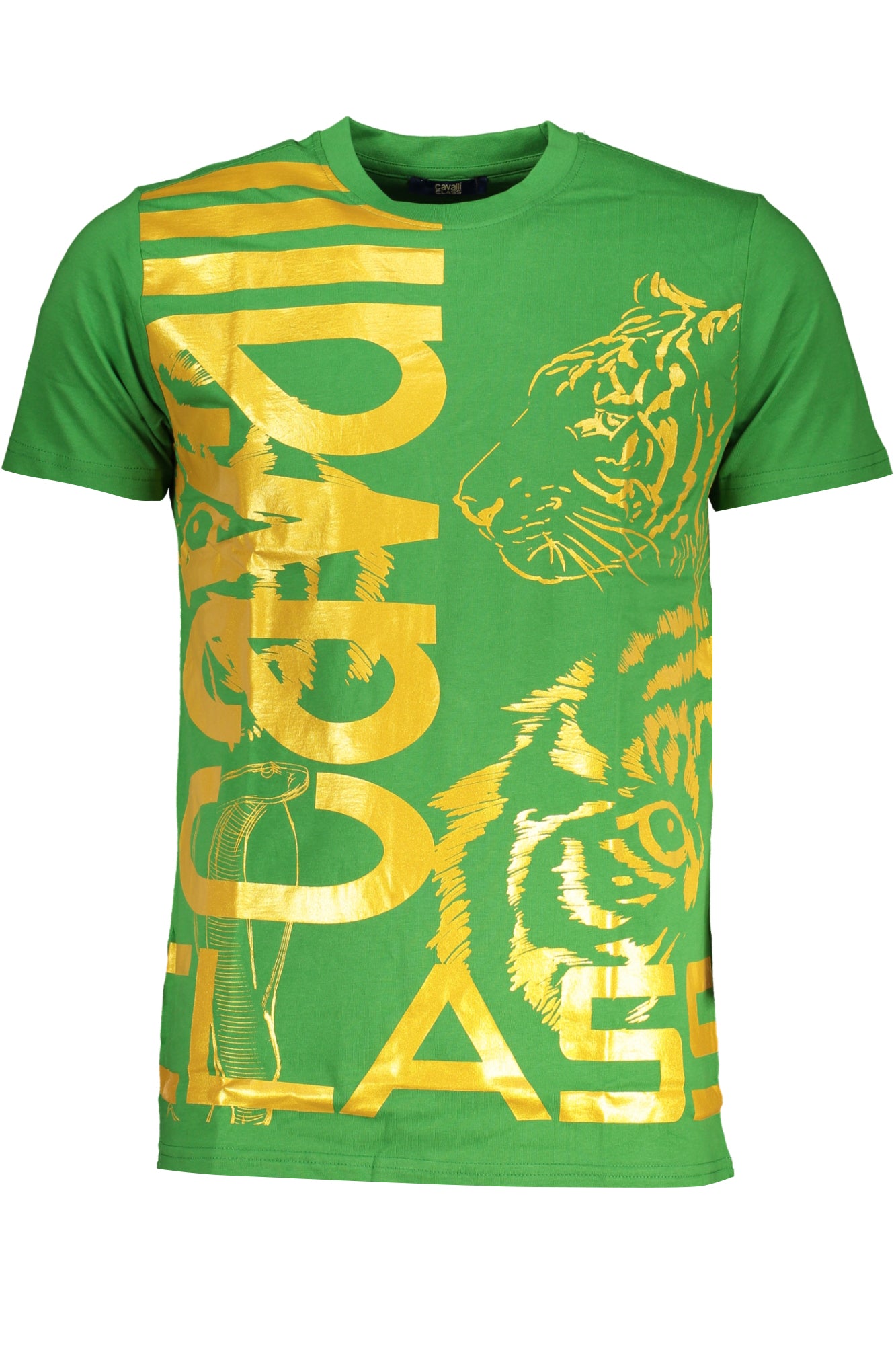 CAVALLI CLASS GREEN MEN'S SHORT SLEEVED T-SHIRT