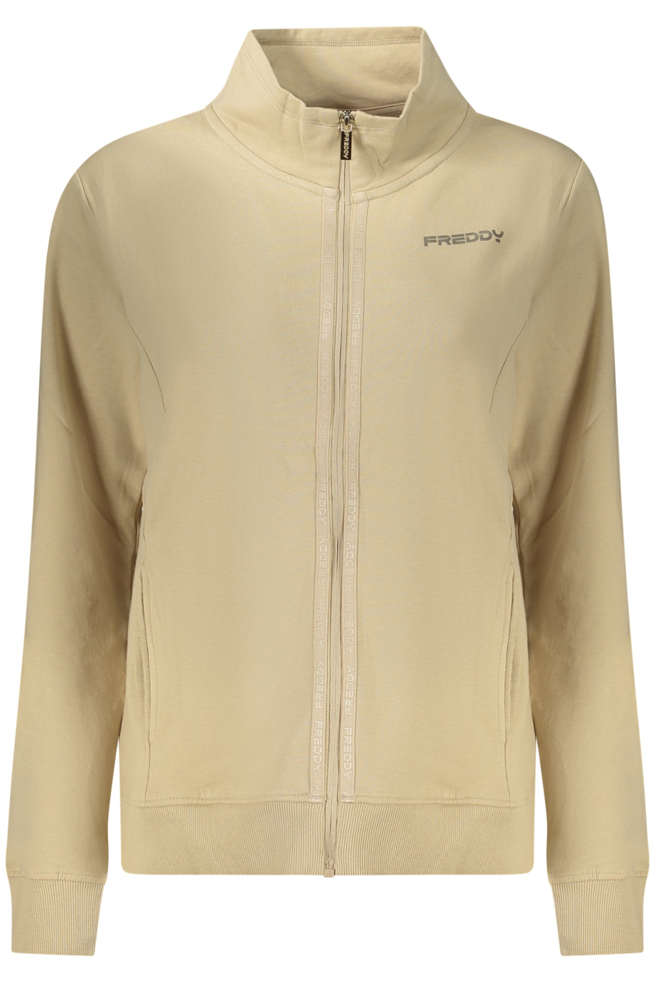 FREDDY WOMEN'S BEIGE ZIP-UP SWEATSHIRT