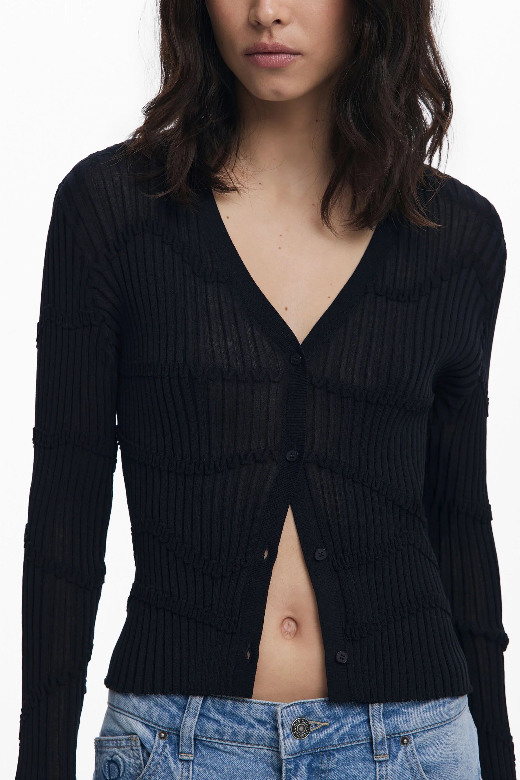 DESIGUAL WOMEN'S BLACK CARDIGAN