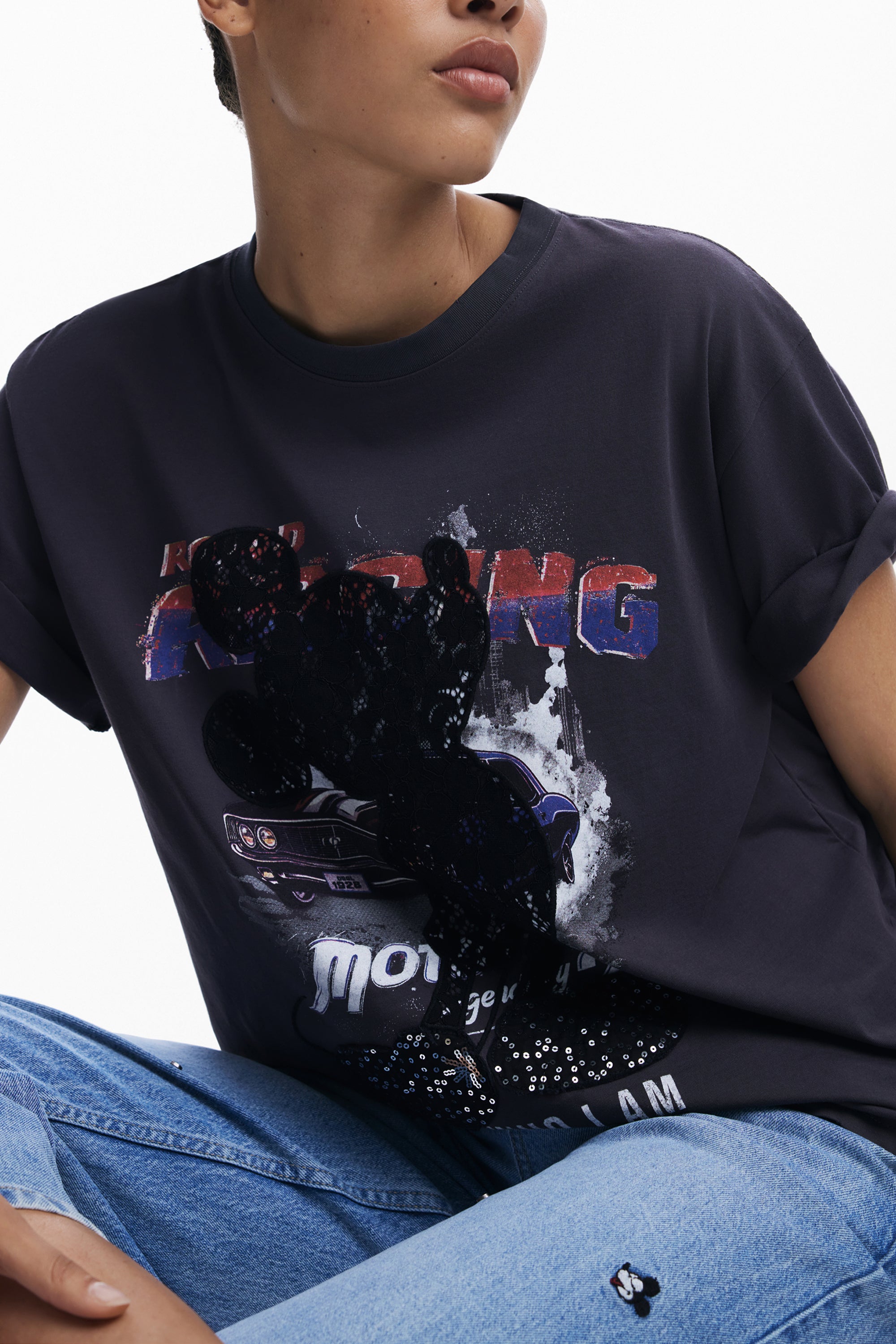 DESIGUAL WOMEN'S SHORT-SLEEVE T-SHIRT BLACK