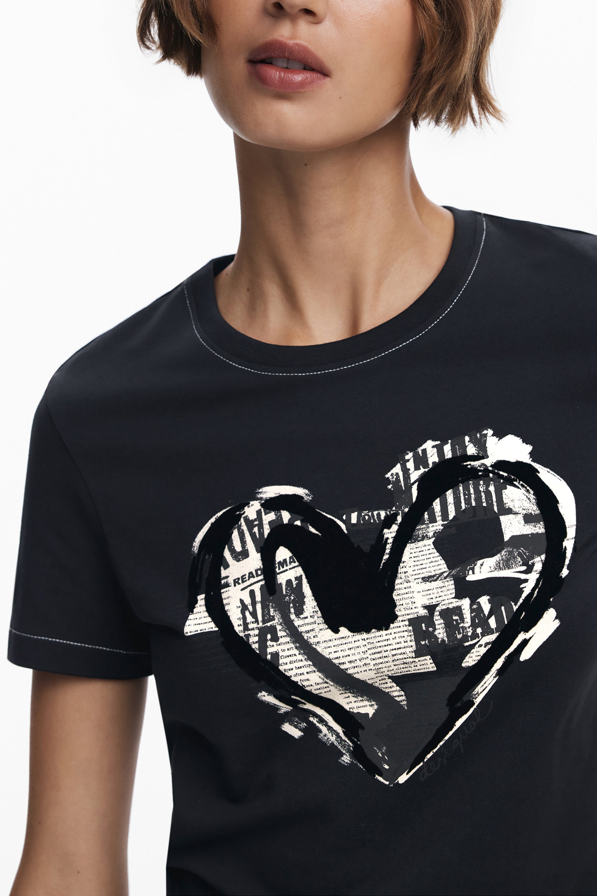 DESIGUAL WOMEN'S SHORT-SLEEVE T-SHIRT BLACK