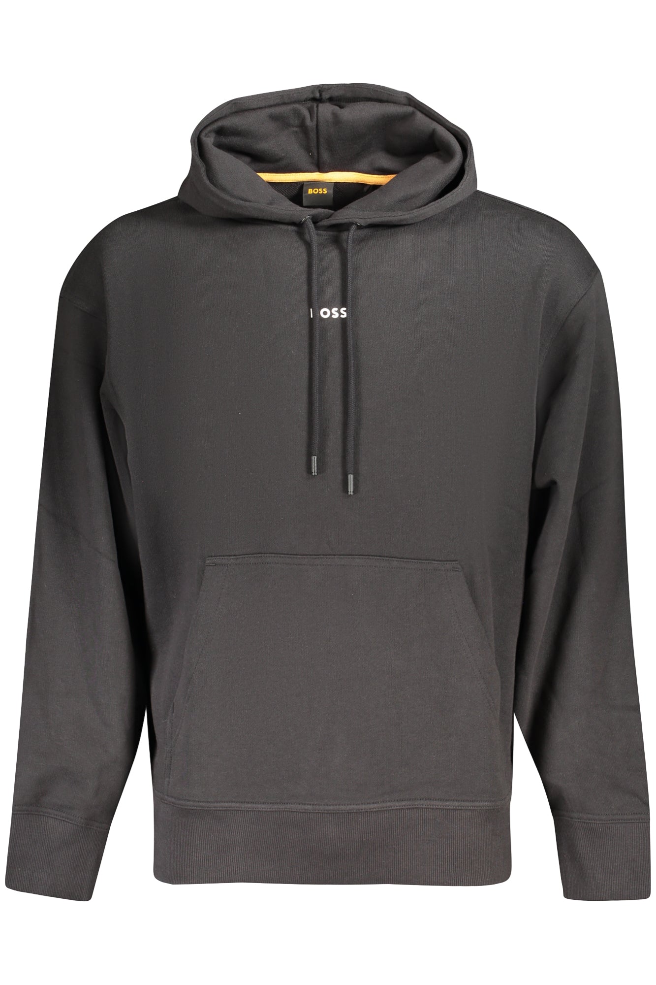 BOSS MEN'S BLACK ZIP-LESS SWEATSHIRT
