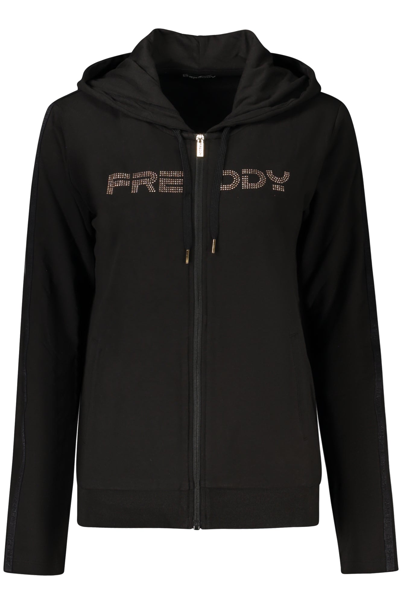 FREDDY WOMEN'S BLACK ZIP-UP SWEATSHIRT