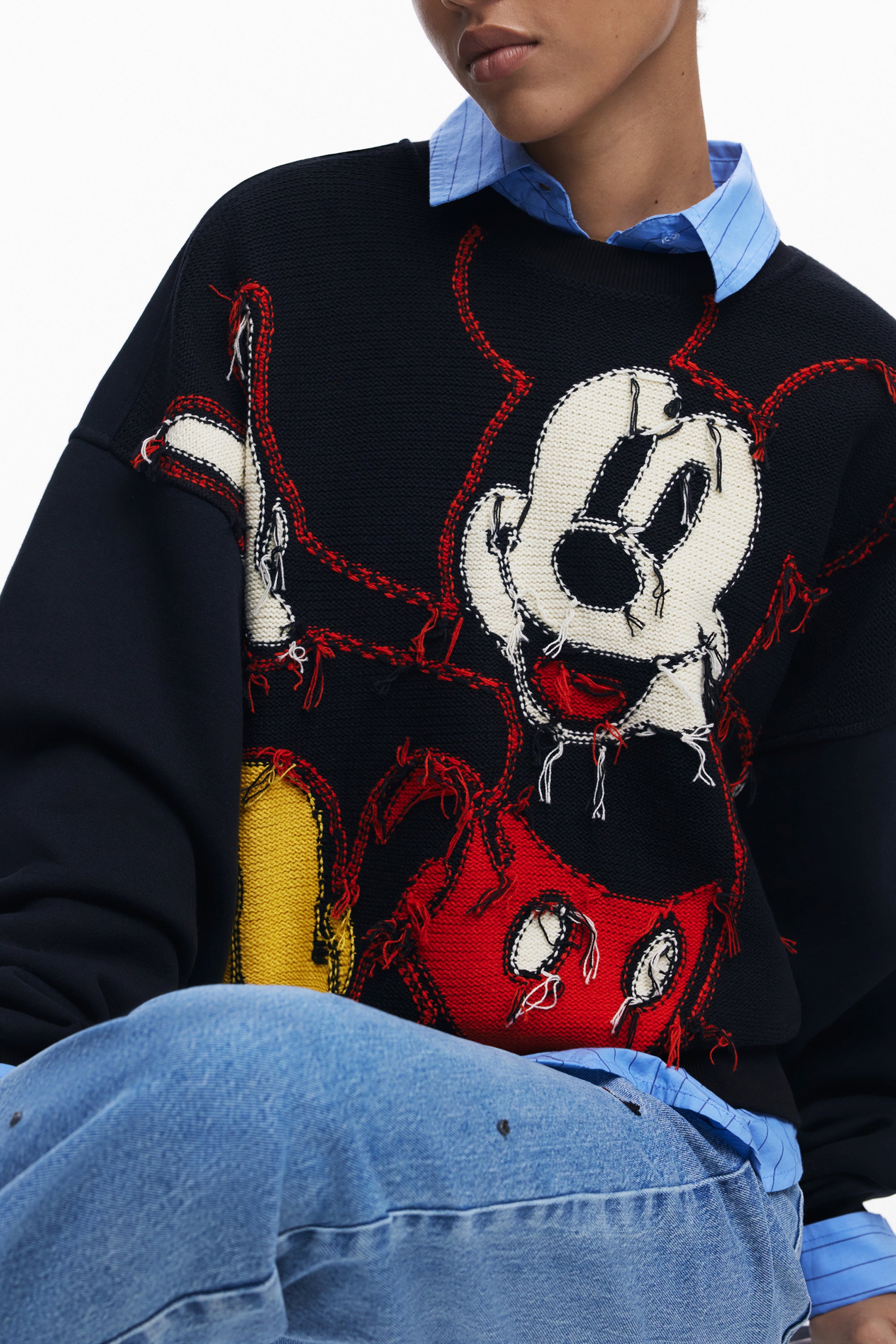 DESIGUAL WOMEN'S BLACK ZIP-UP SWEATSHIRT