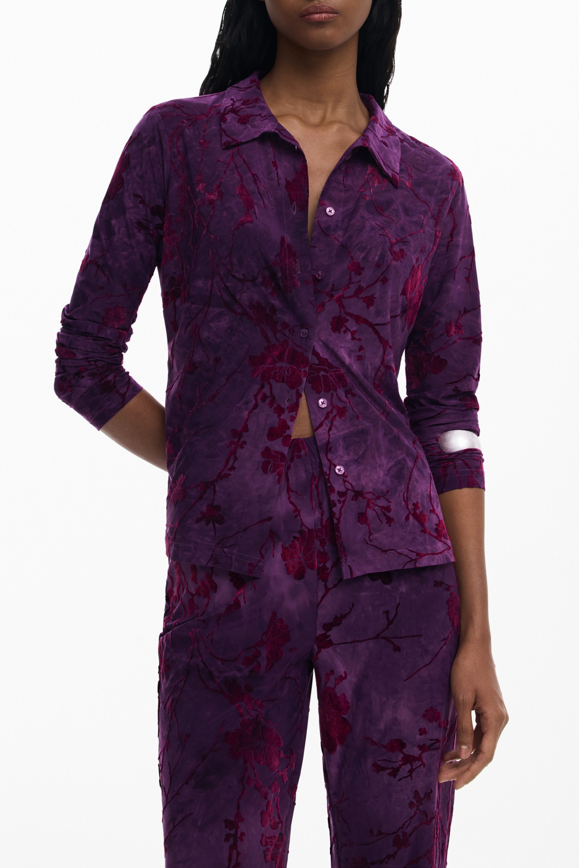 DESIGUAL WOMEN'S PURPLE TROUSERS