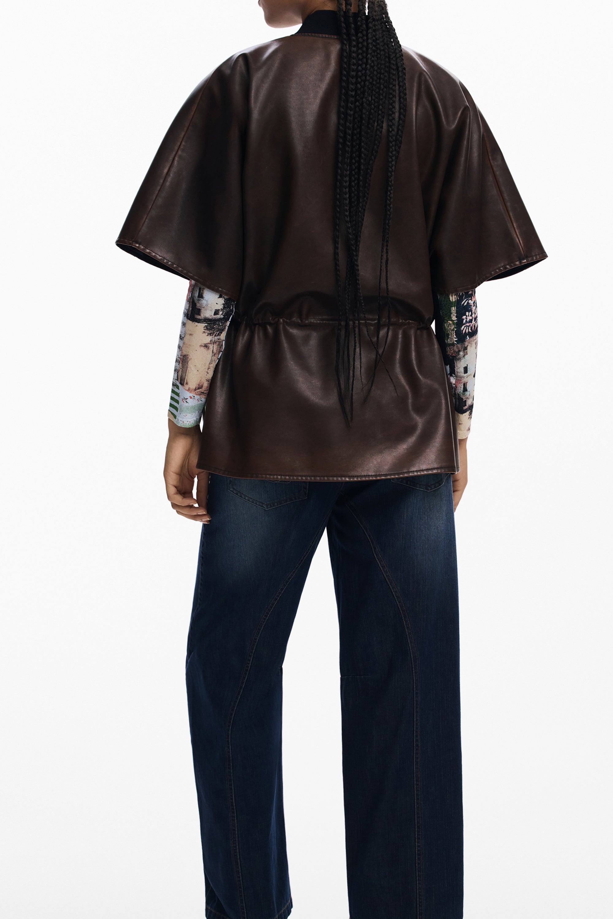 DESIGUAL WOMEN'S BROWN PONCHO