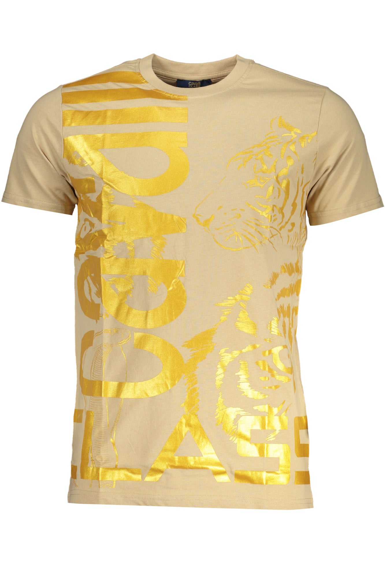 CAVALLI CLASS MEN'S SHORT SLEEVED T-SHIRT BEIGE