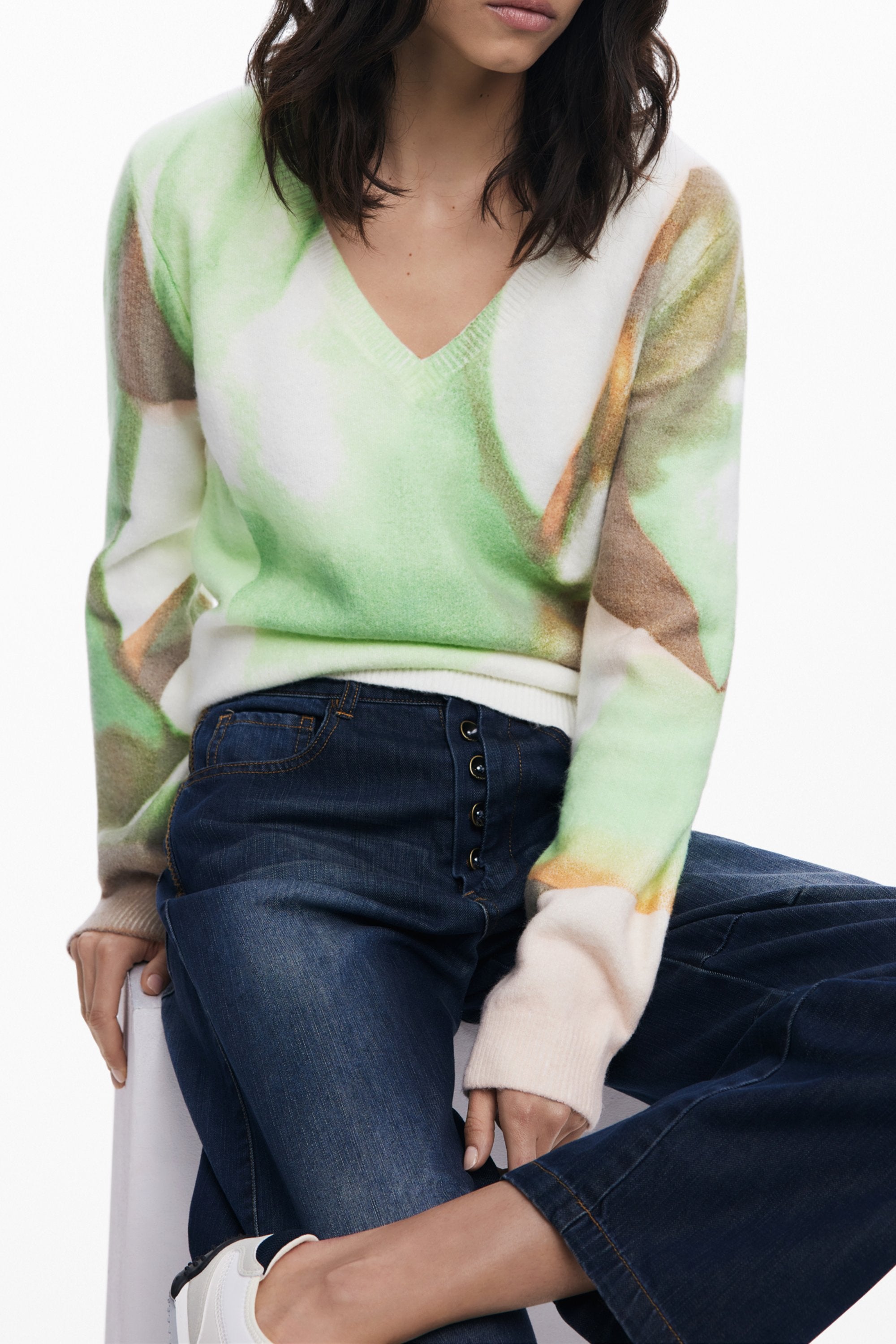 DESIGUAL WOMEN'S GREEN SWEATER