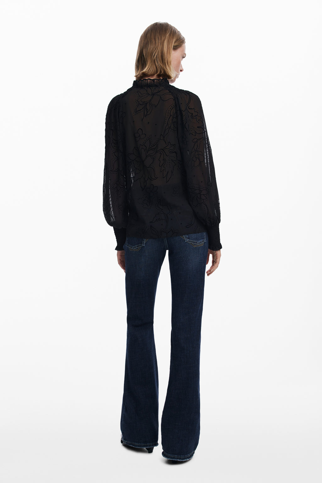 DESIGUAL WOMEN'S LONG-SLEEVED SHIRT, BLACK