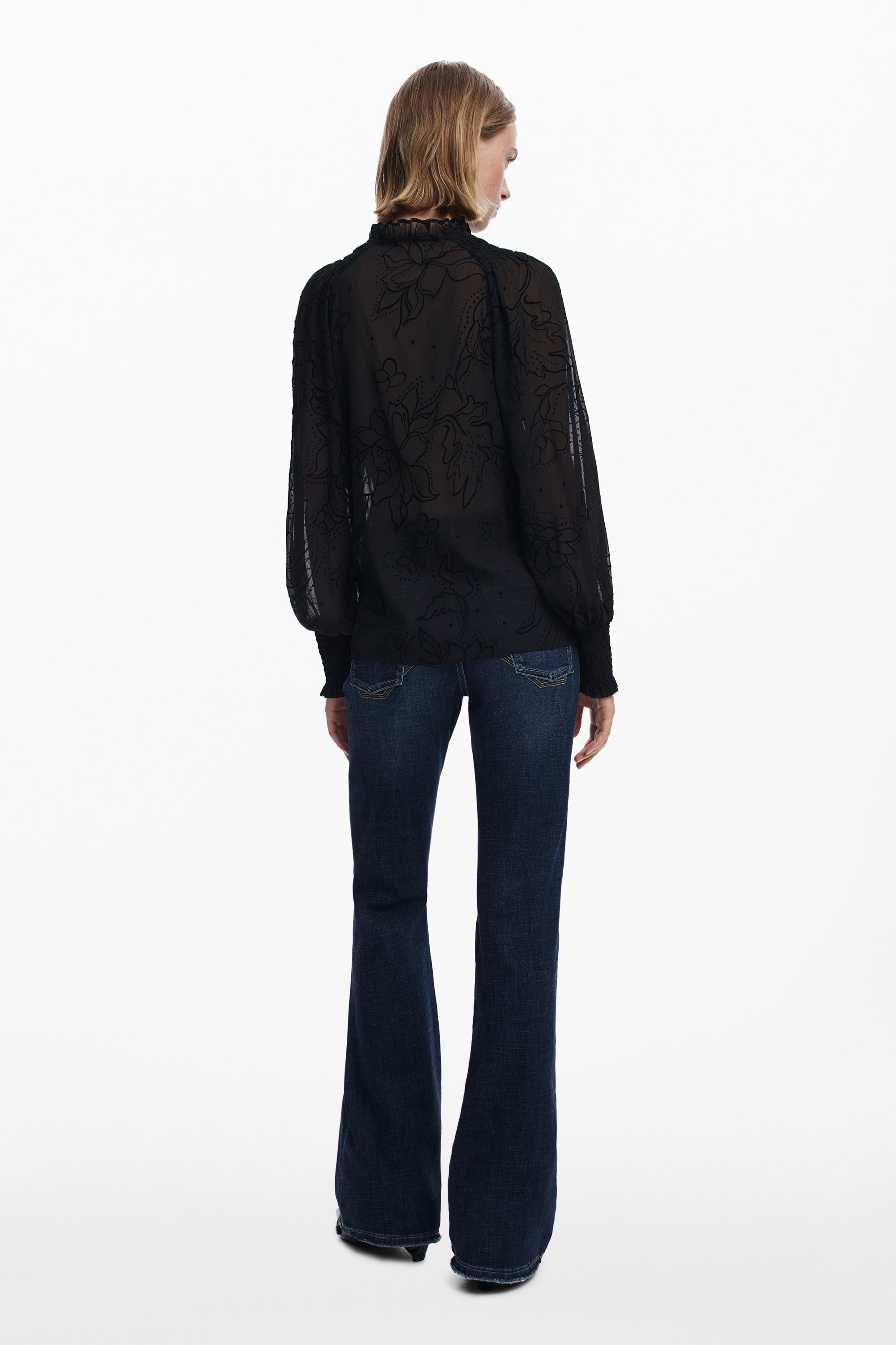 DESIGUAL WOMEN'S LONG-SLEEVED SHIRT, BLACK