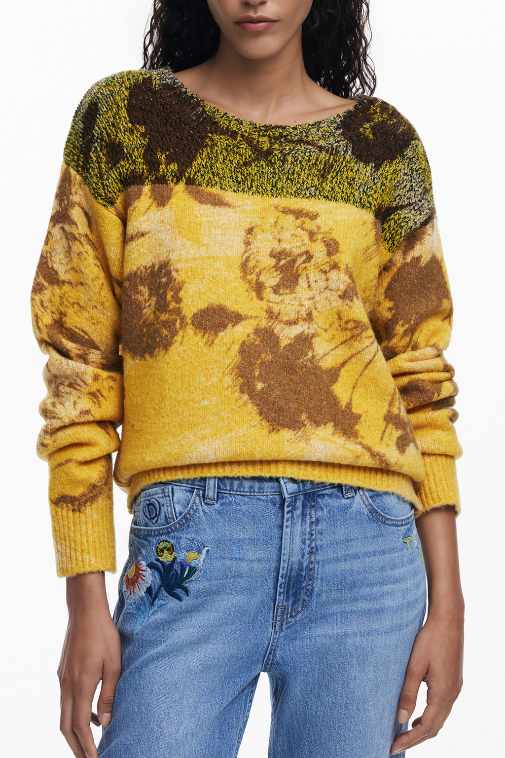 DESIGUAL WOMEN'S YELLOW SWEATER