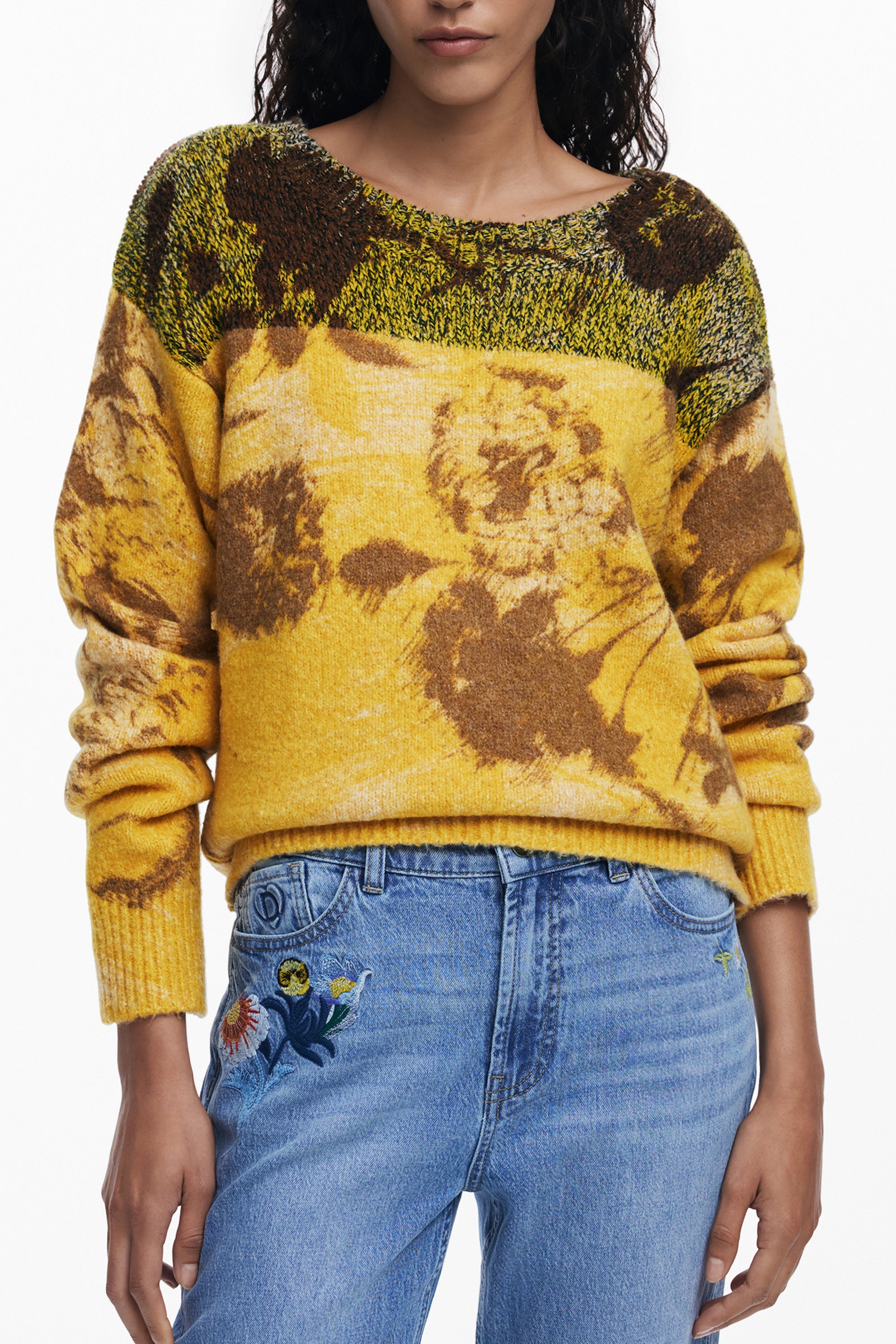 DESIGUAL WOMEN'S YELLOW SWEATER
