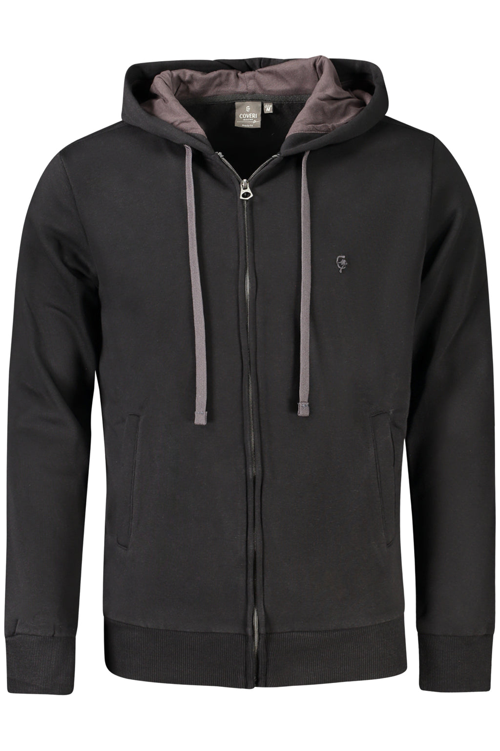 COVERI MOVING MEN'S BLACK ZIP-UP SWEATSHIRT