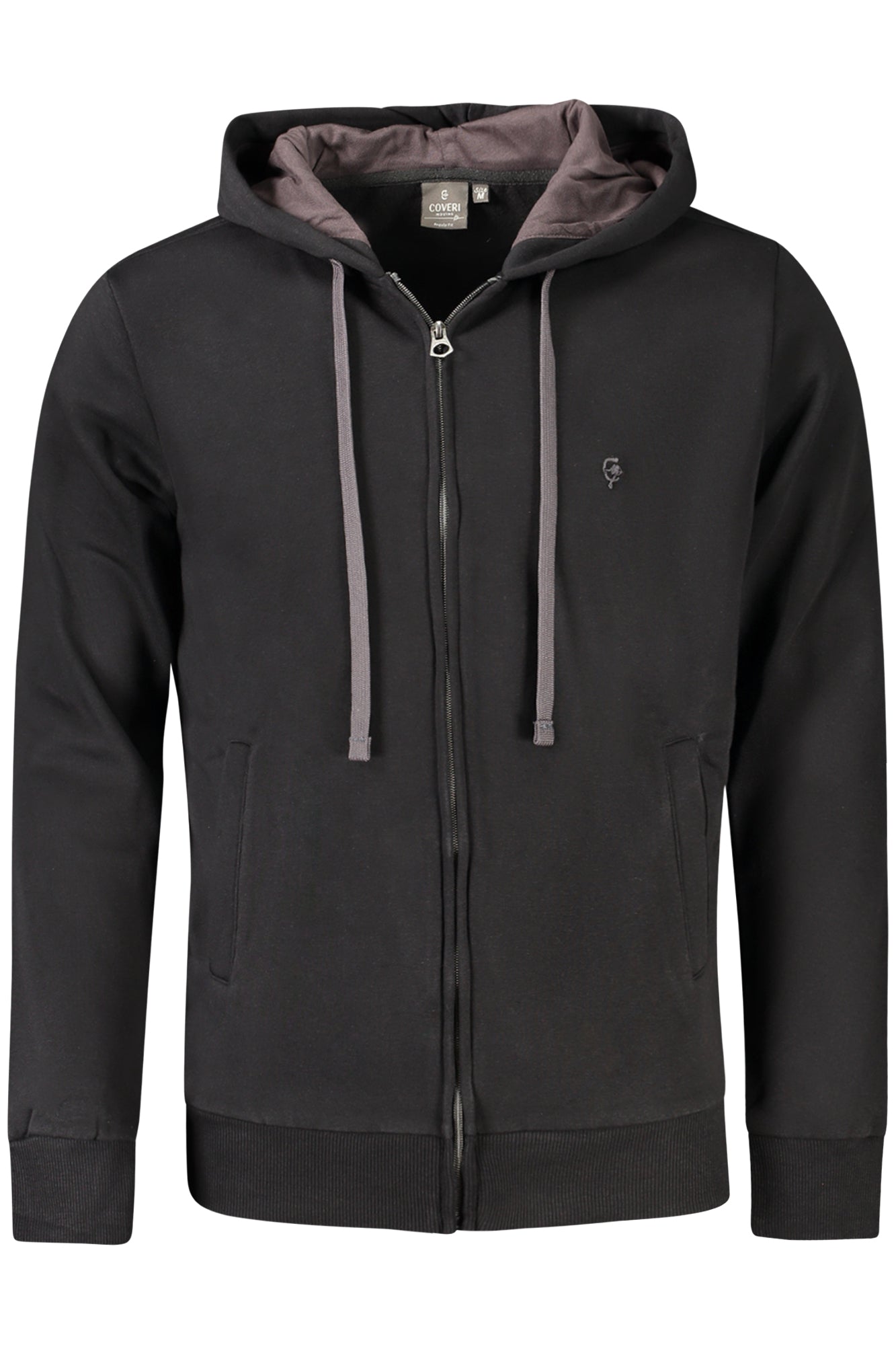 COVERI MOVING MEN'S BLACK ZIP-UP SWEATSHIRT