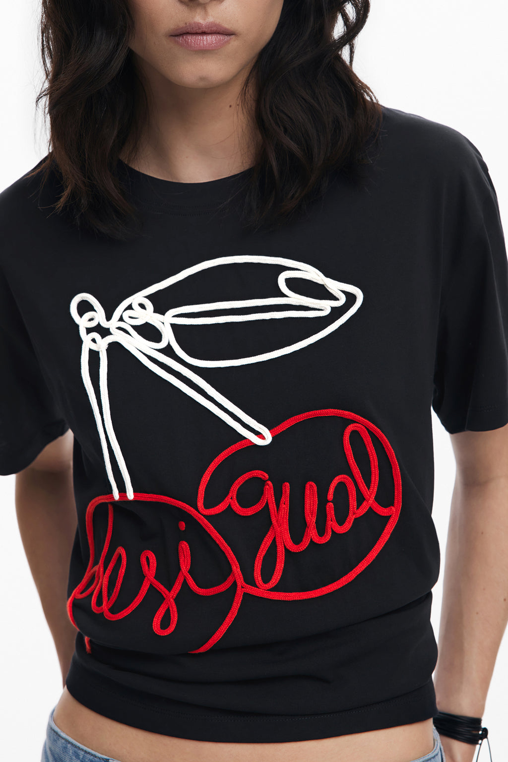 DESIGUAL WOMEN'S SHORT-SLEEVE T-SHIRT BLACK