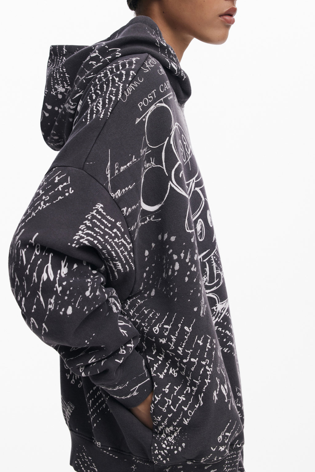 DESIGUAL WOMEN'S BLACK ZIP-UP SWEATSHIRT