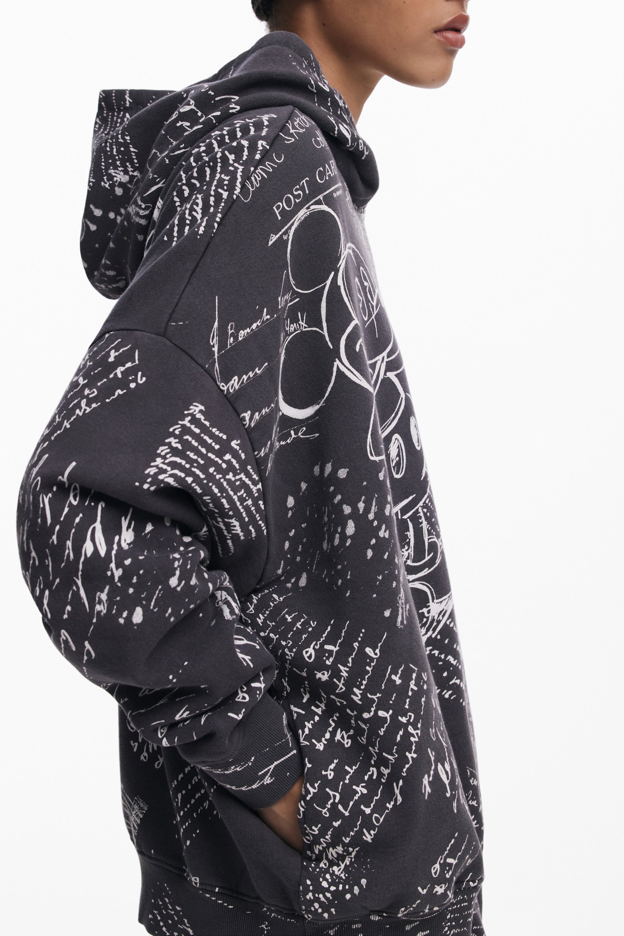 DESIGUAL WOMEN'S BLACK ZIP-UP SWEATSHIRT