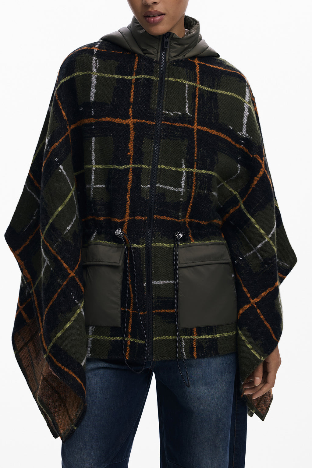 DESIGUAL WOMEN'S GREEN PONCHO