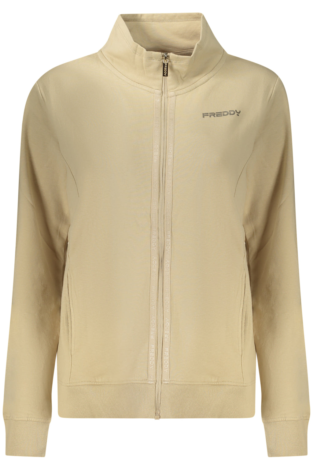 FREDDY WOMEN'S BEIGE ZIP-UP SWEATSHIRT