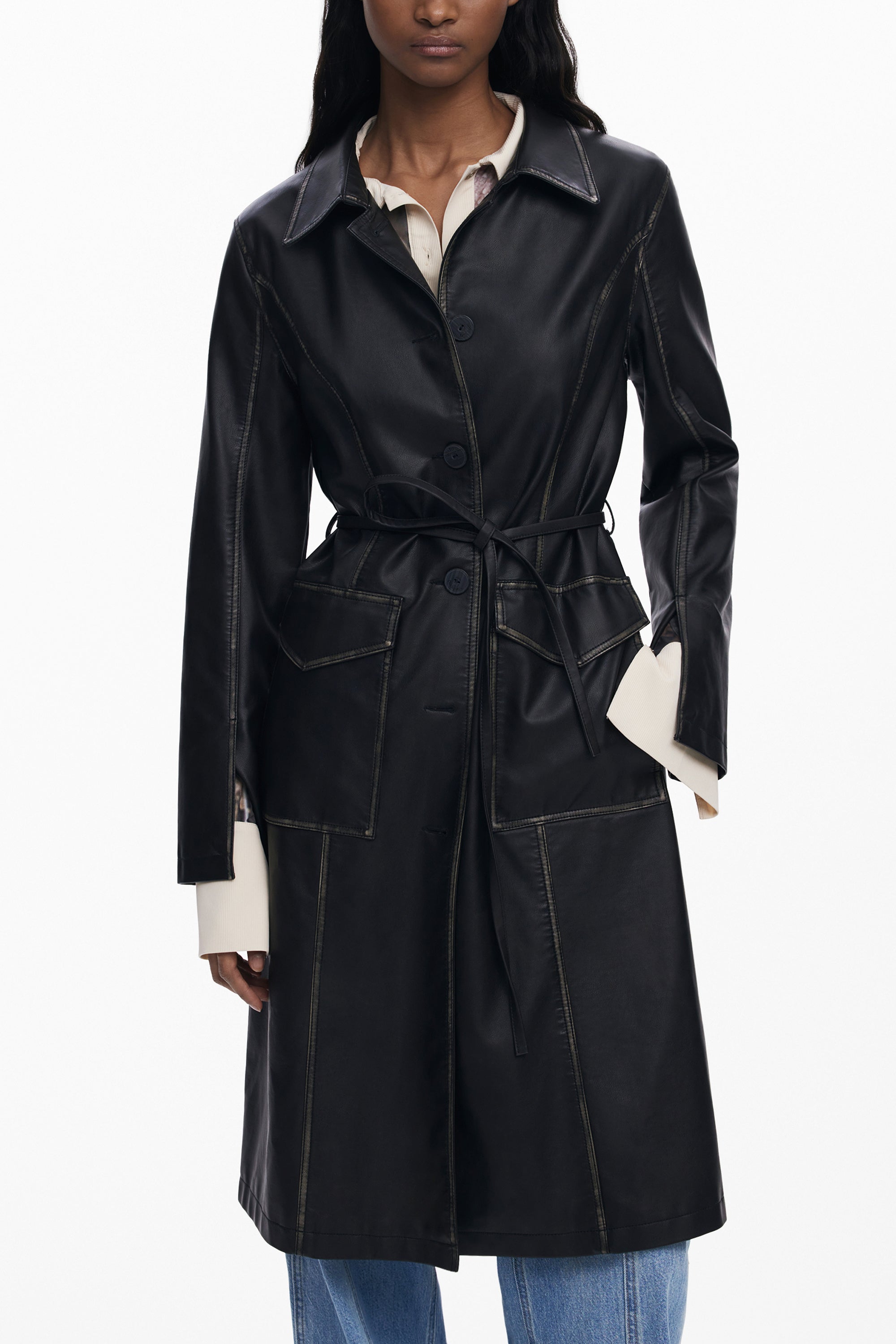 DESIGUAL WOMEN'S BLACK COAT