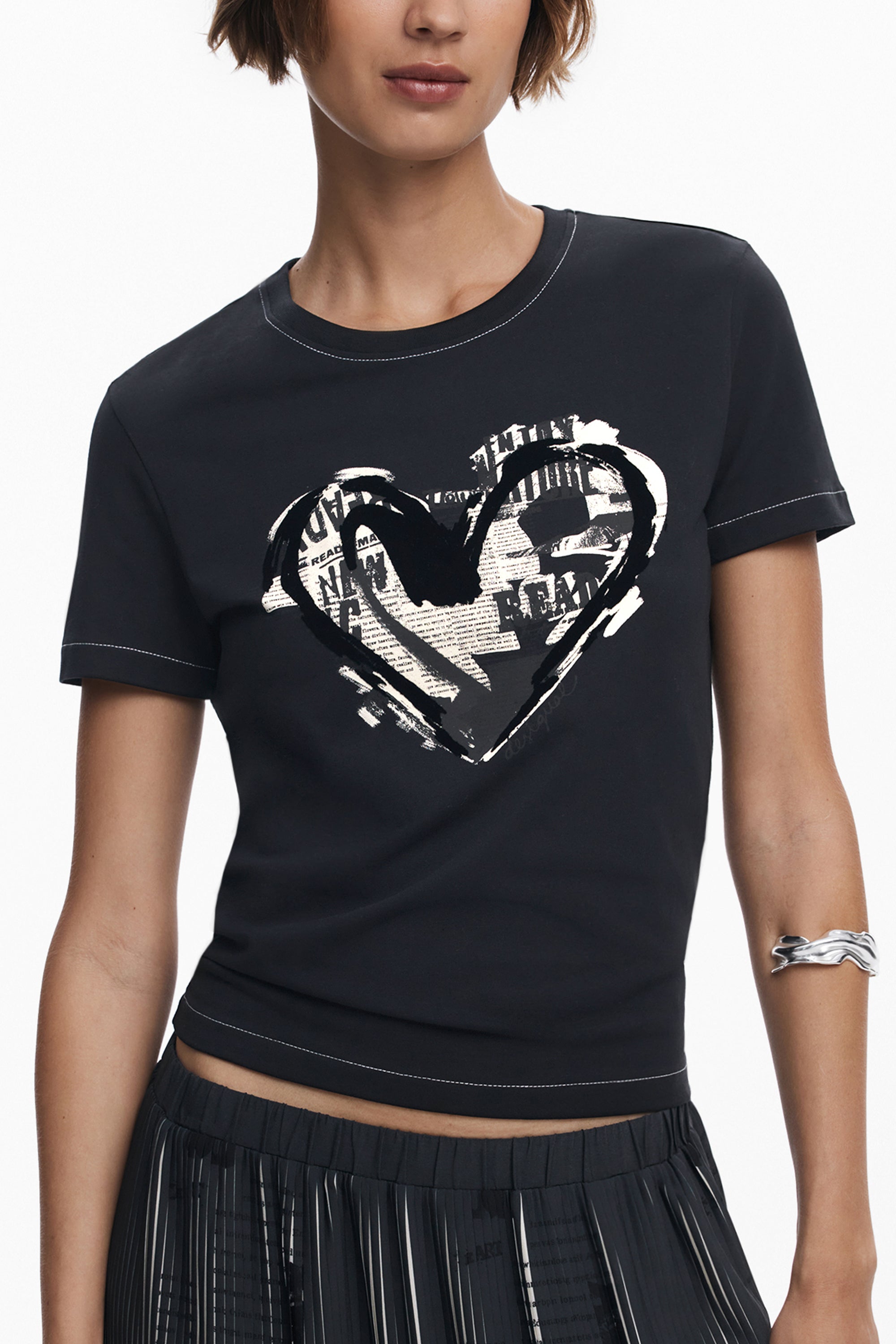 DESIGUAL WOMEN'S SHORT-SLEEVE T-SHIRT BLACK