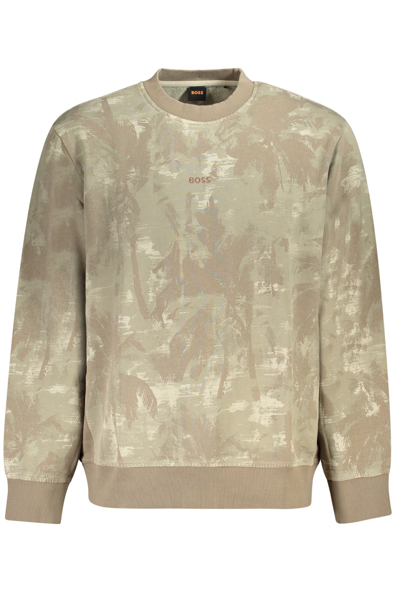 BOSS MEN'S ZIP-FREE SWEATSHIRT BROWN