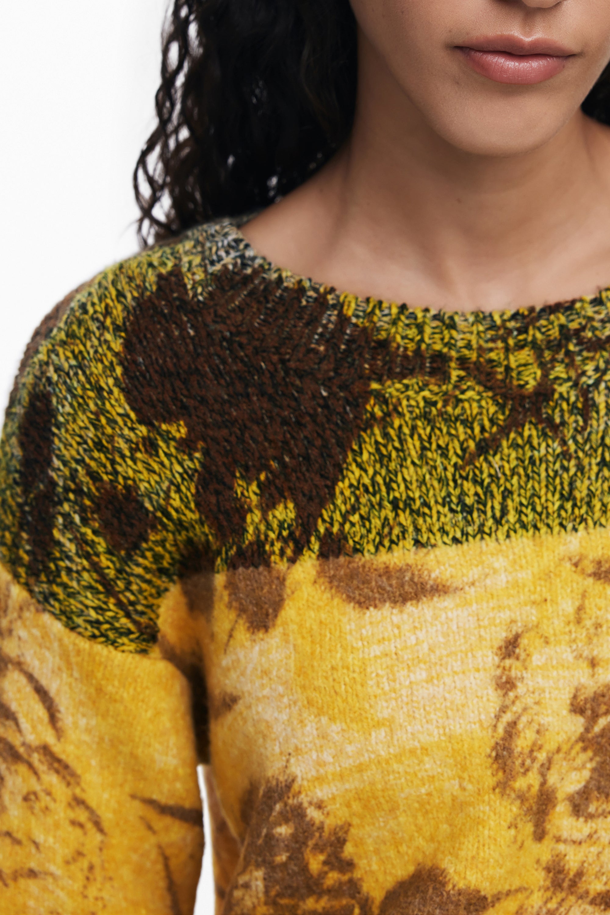 DESIGUAL WOMEN'S YELLOW SWEATER