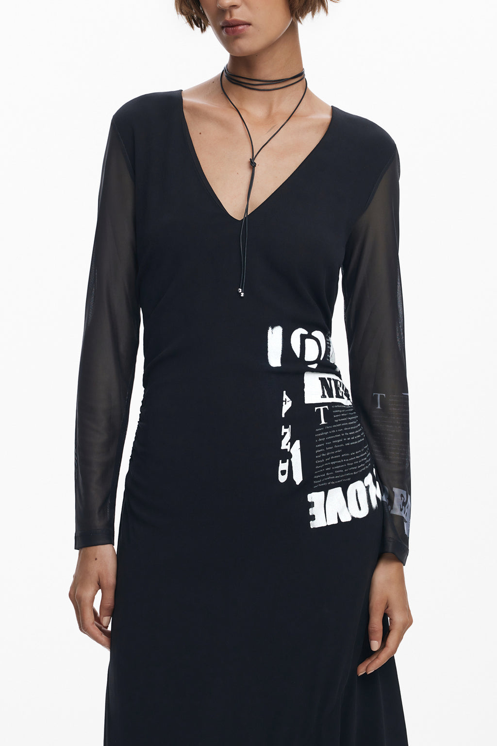 DESIGUAL WOMEN'S LONG BLACK DRESS