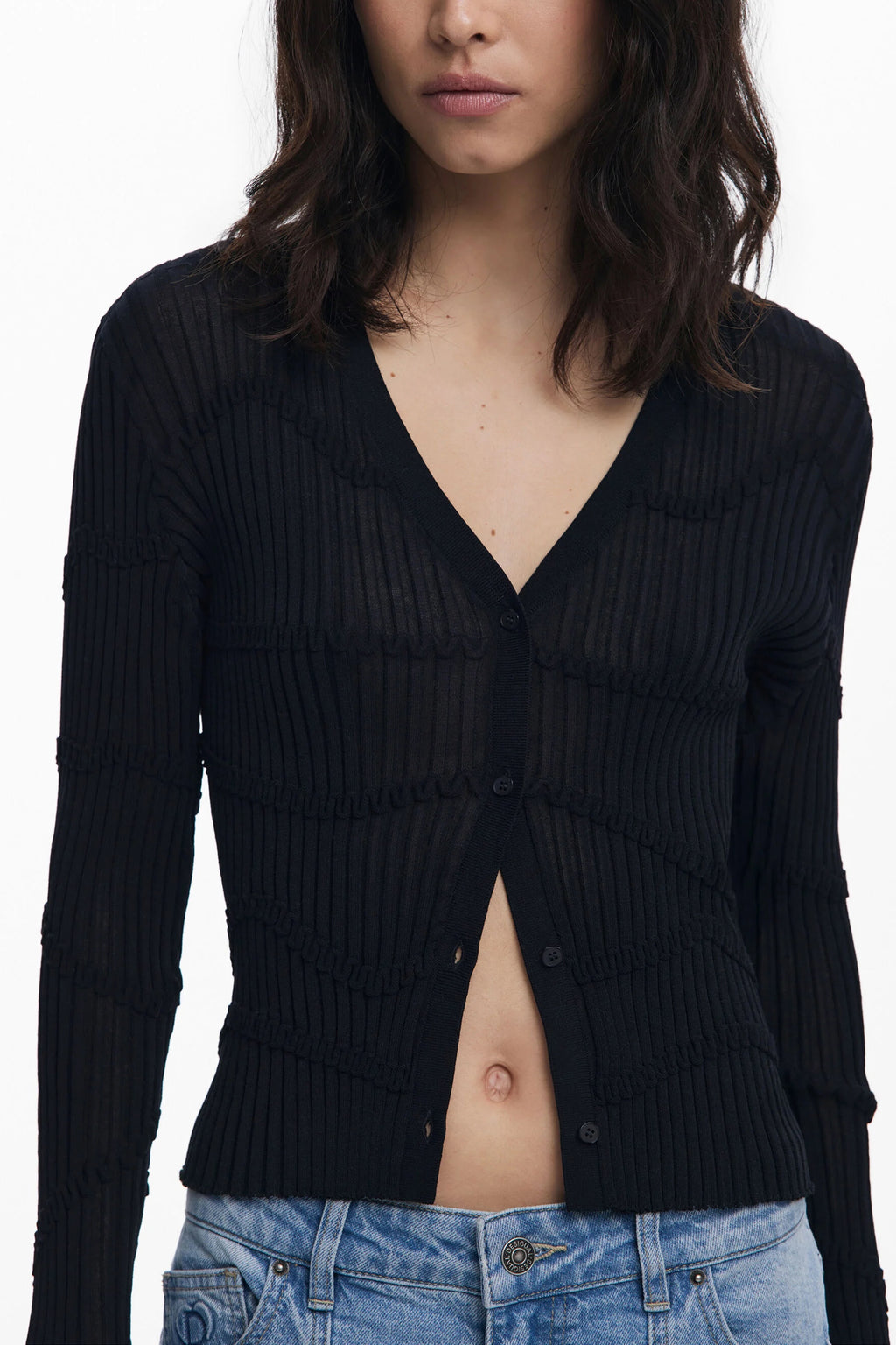 DESIGUAL WOMEN'S BLACK CARDIGAN