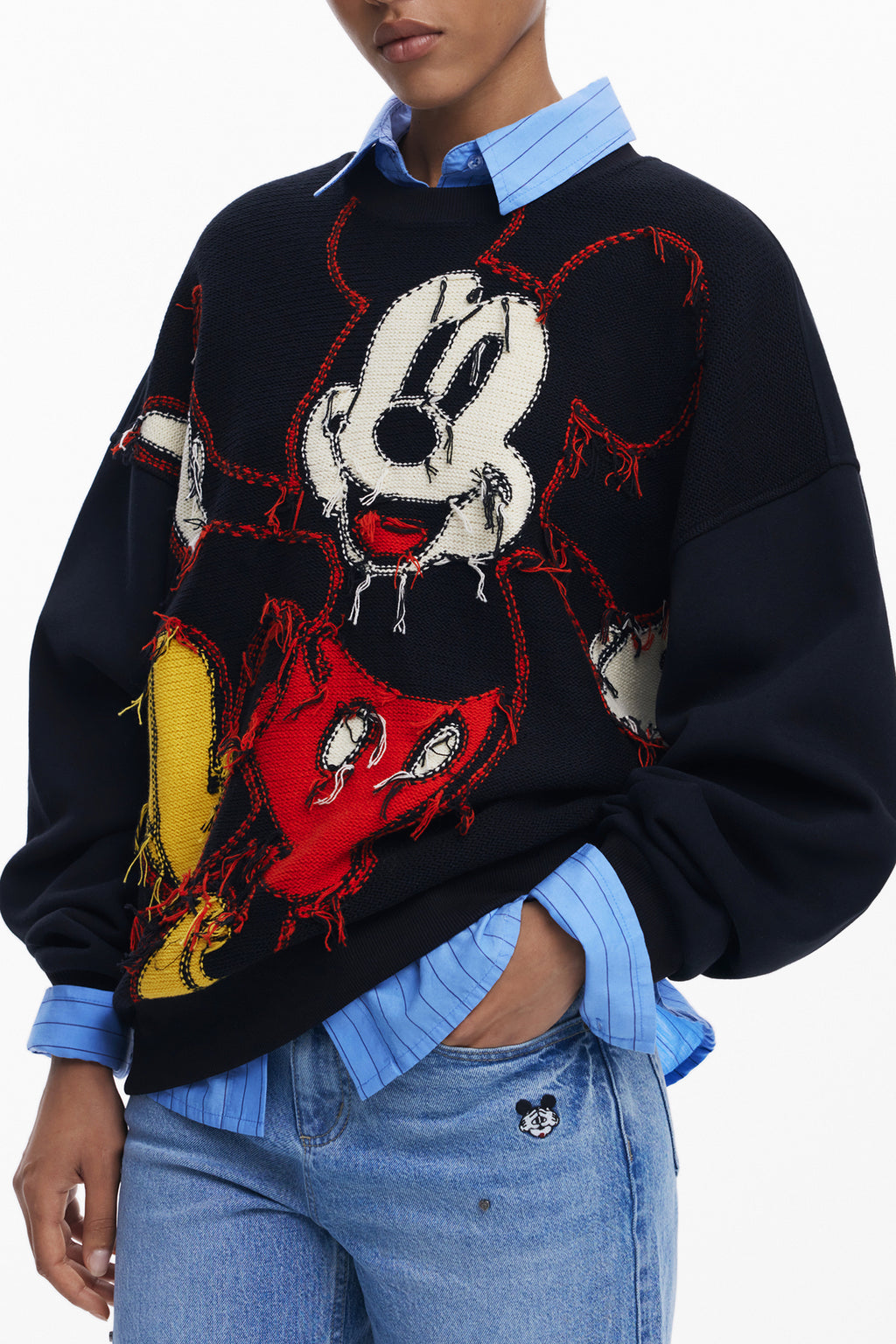 DESIGUAL WOMEN'S BLACK ZIP-UP SWEATSHIRT