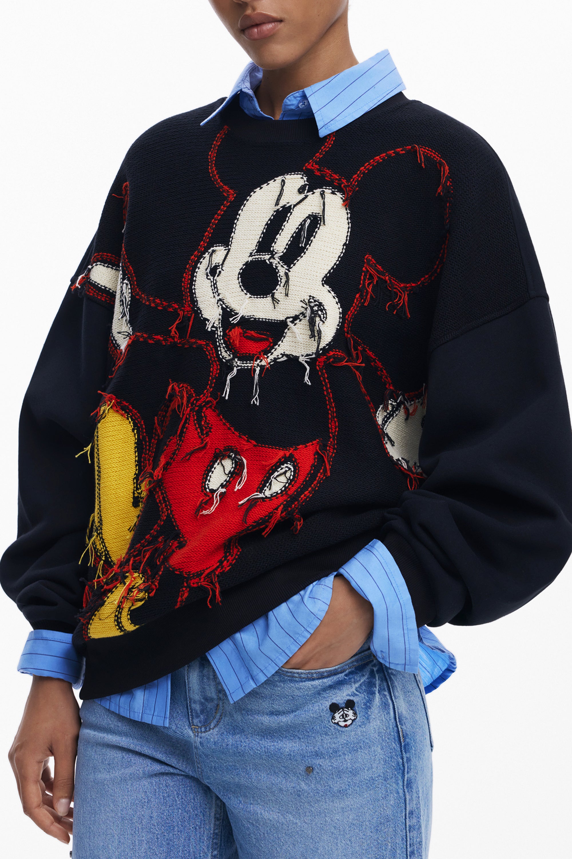 DESIGUAL WOMEN'S BLACK ZIP-UP SWEATSHIRT