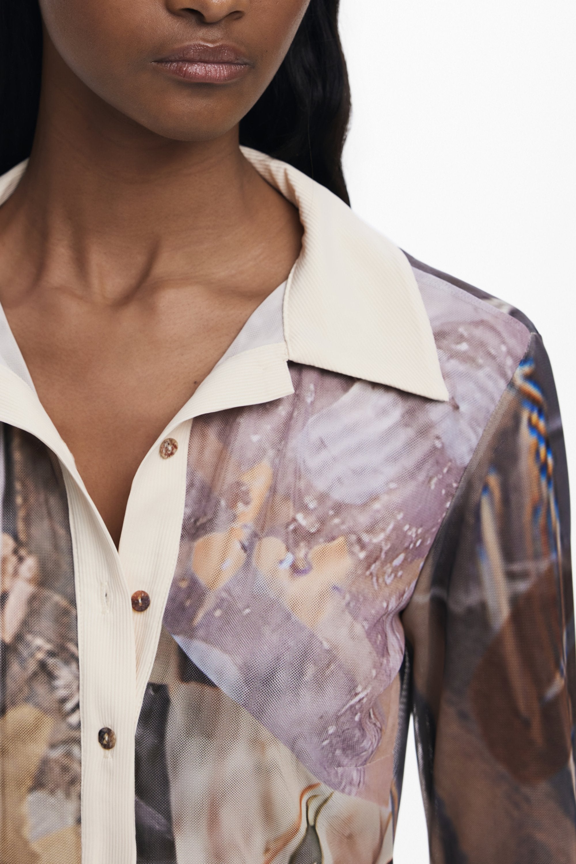 DESIGUAL WOMEN'S LONG-SLEEVED SHIRT, BEIGE