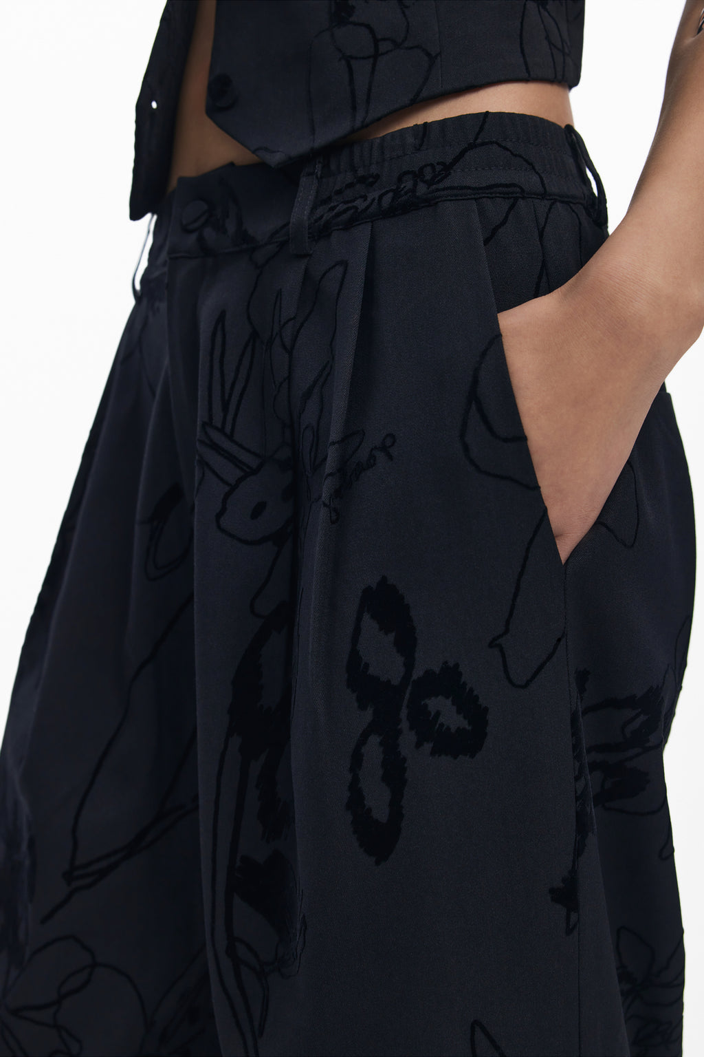 DESIGUAL WOMEN'S BLACK TROUSERS