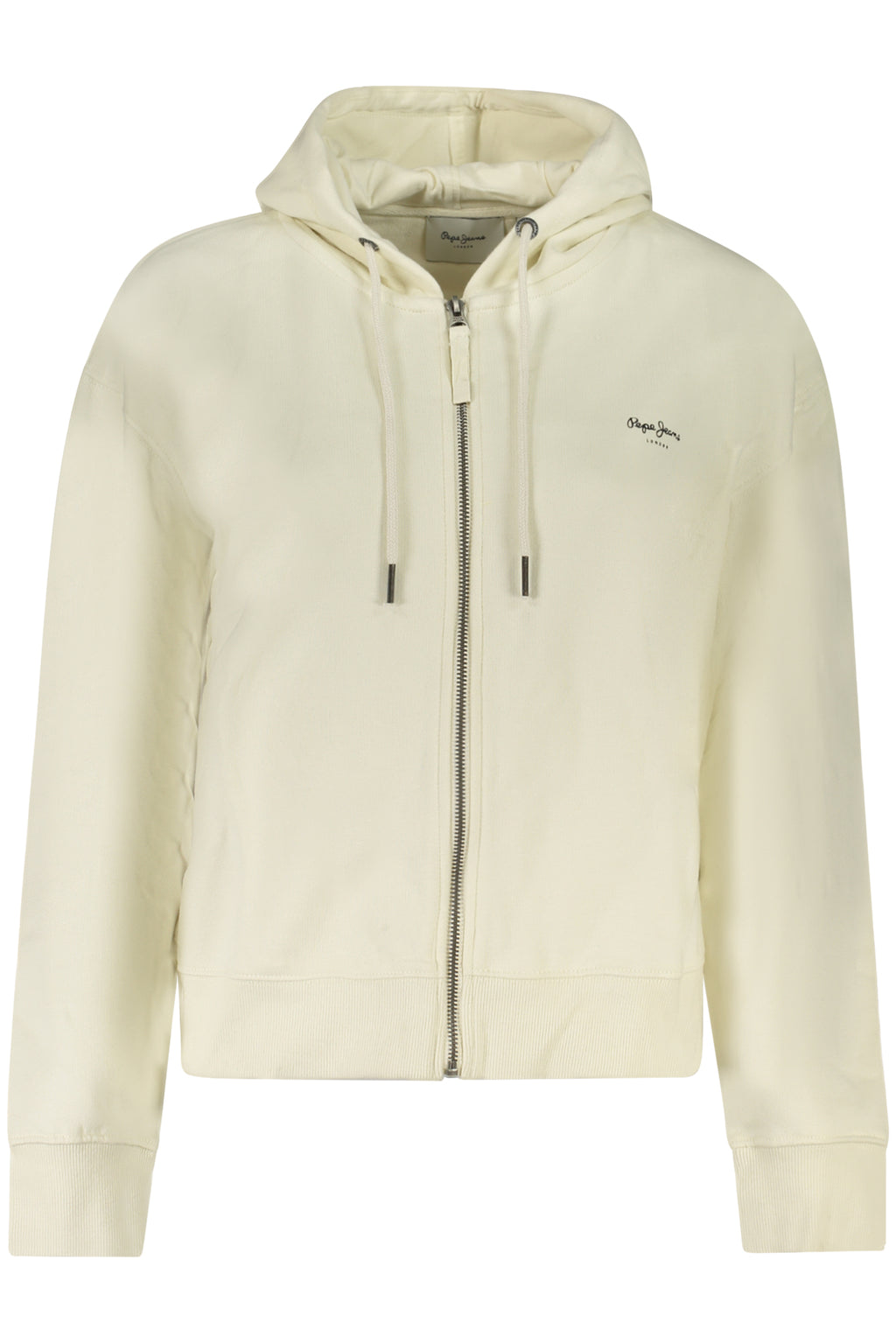 PEPE JEANS WOMEN'S WHITE ZIP-UP SWEATSHIRT