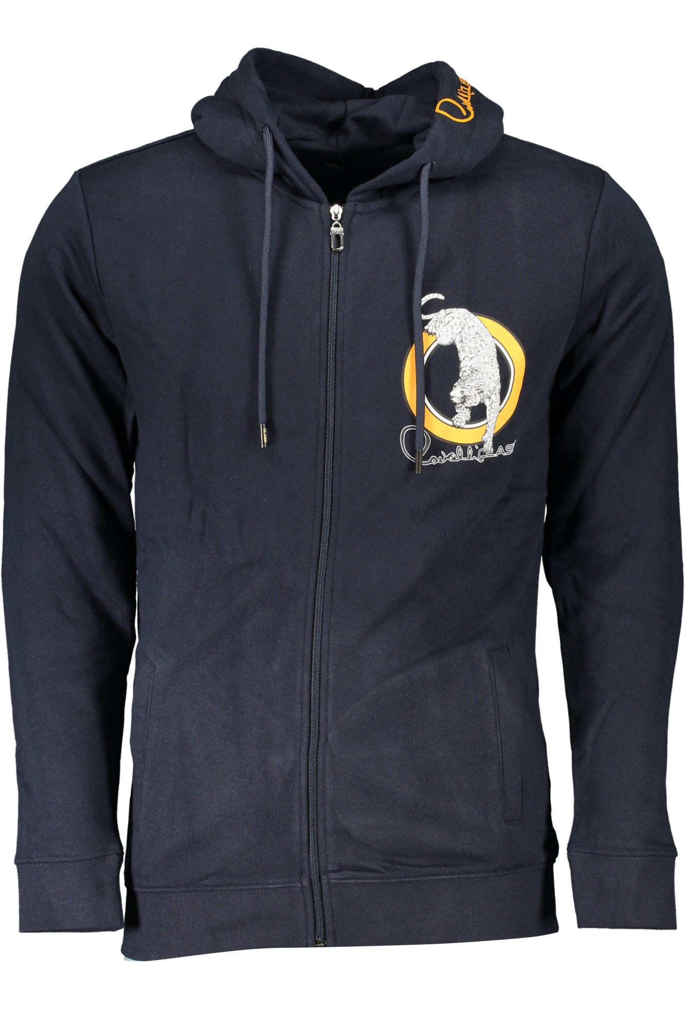 CAVALLI CLASS MEN'S BLUE ZIP SWEATSHIRT