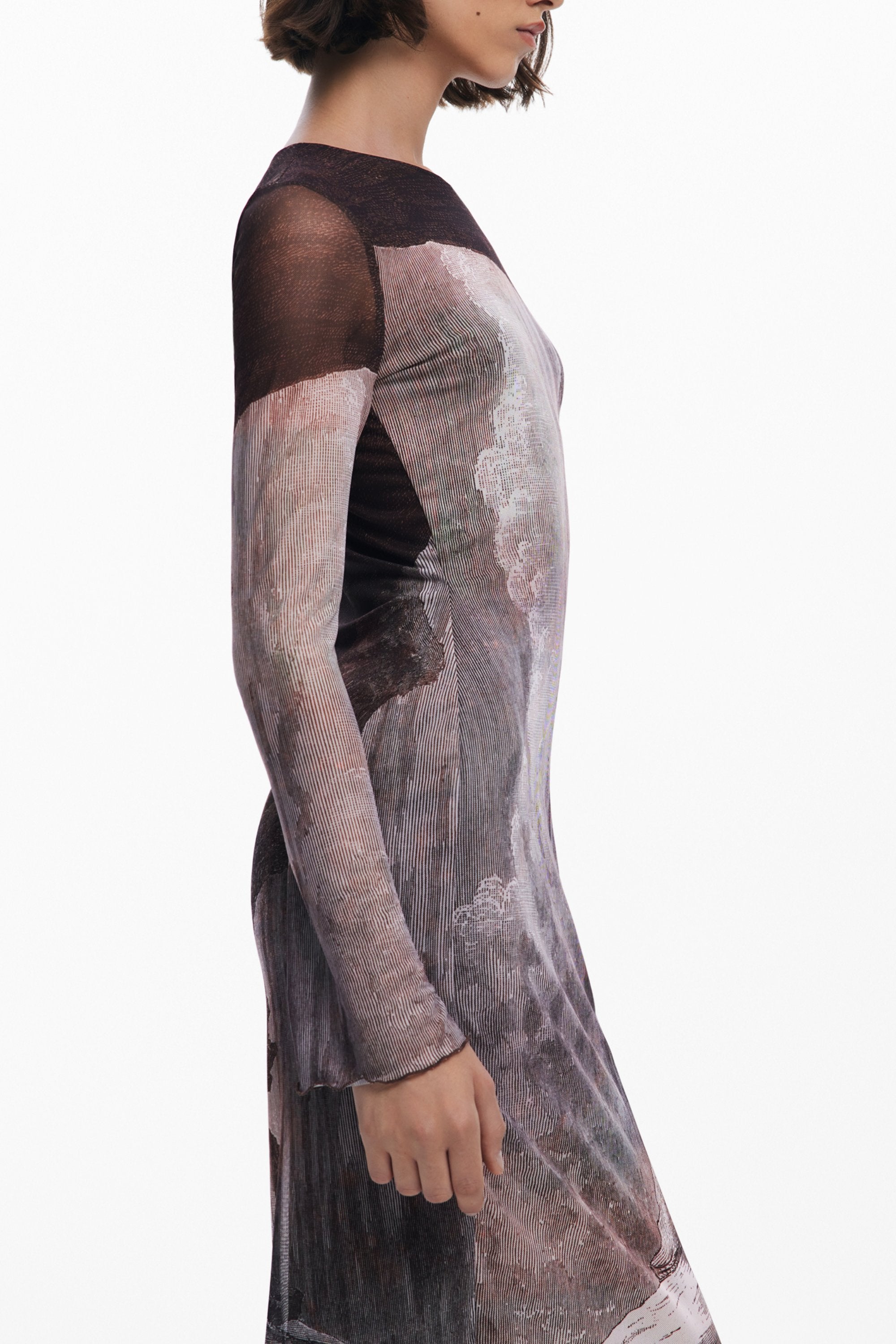 DESIGUAL WOMEN'S LONG DRESS IN BROWN