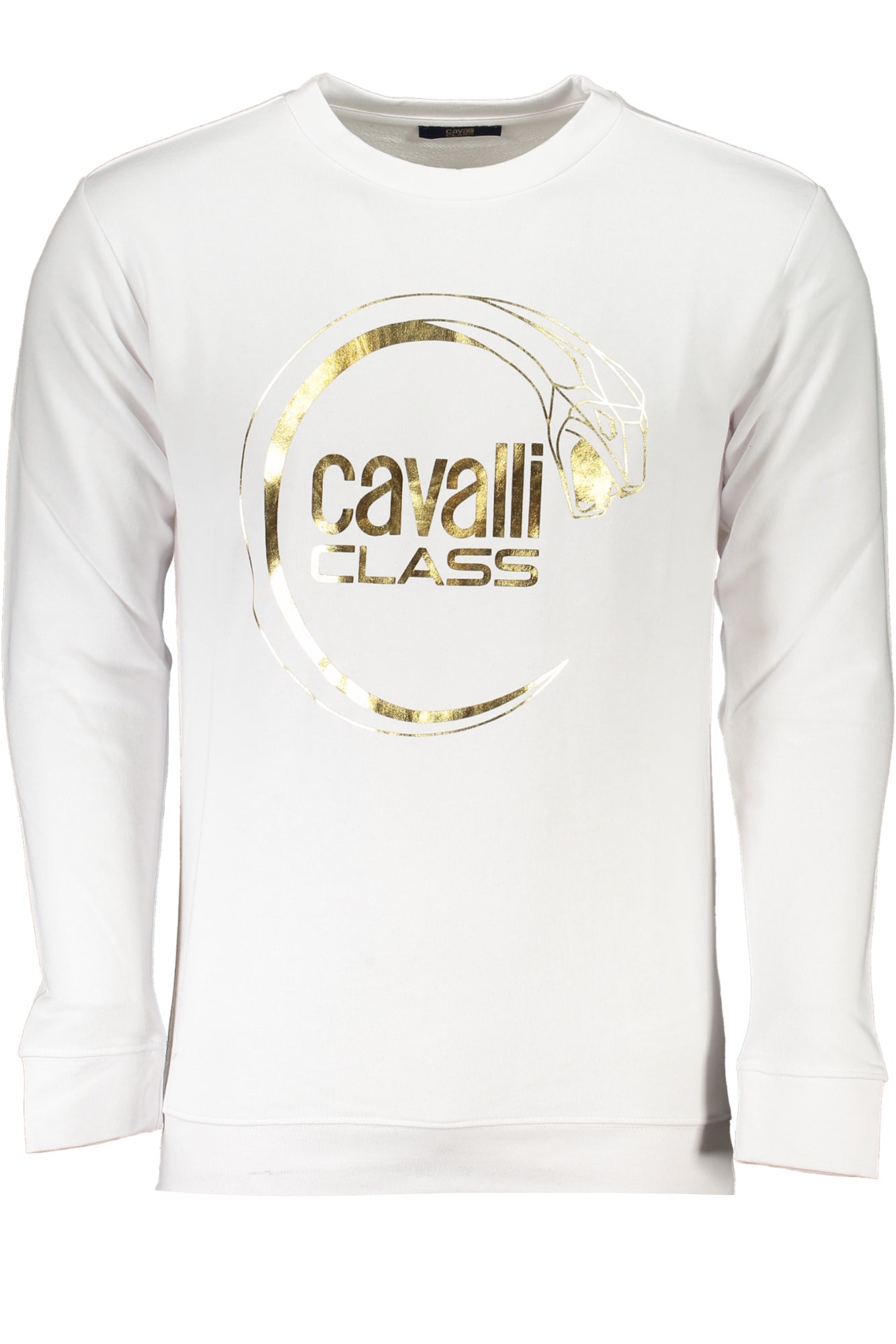 CAVALLI CLASS MEN'S WHITE ZIPLESS SWEATSHIRT