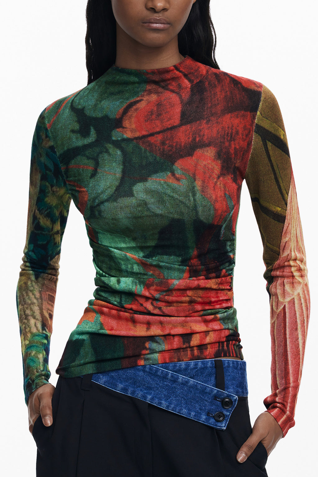 DESIGUAL WOMEN'S GREEN SWEATER