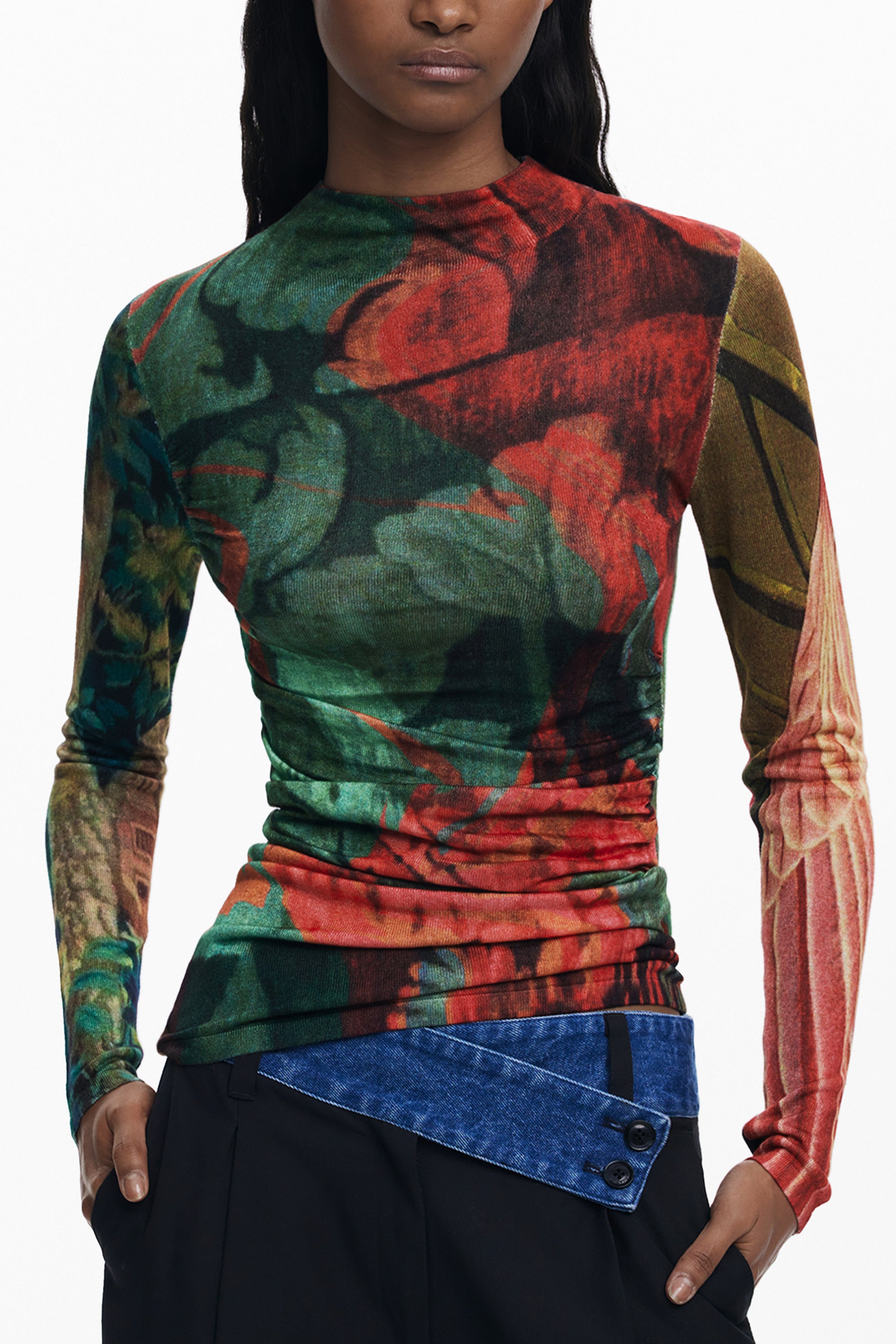 DESIGUAL WOMEN'S GREEN SWEATER