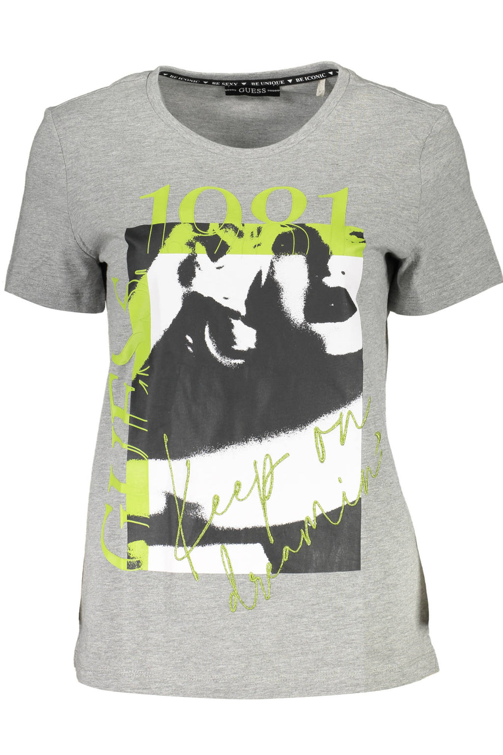 GUESS JEANS WOMEN'S SHORT SLEEVE T-SHIRT GRAY