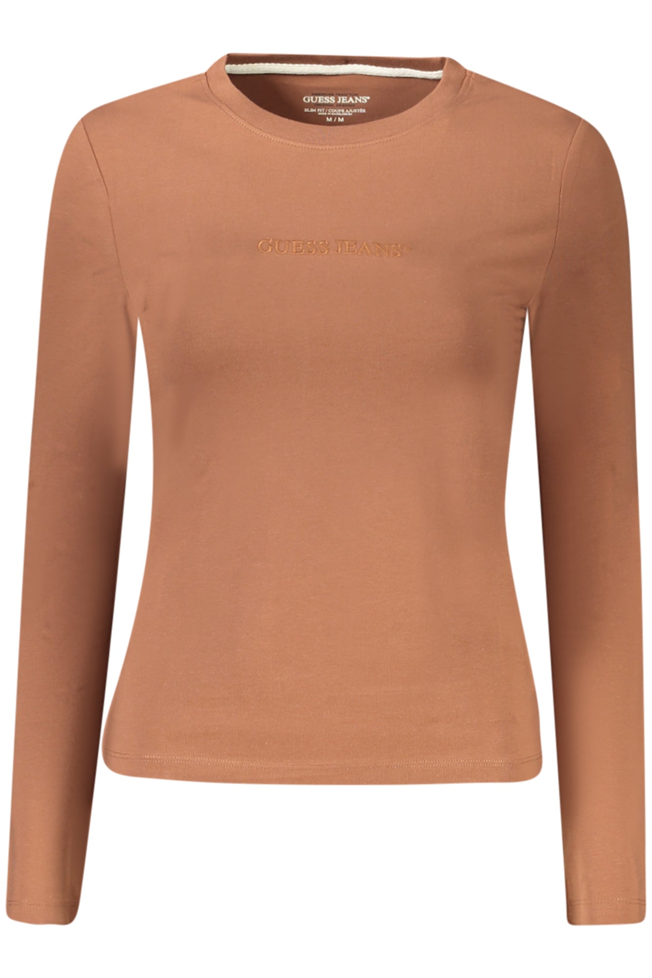 GUESS JEANS WOMEN'S LONG SLEEVE T-SHIRT BROWN