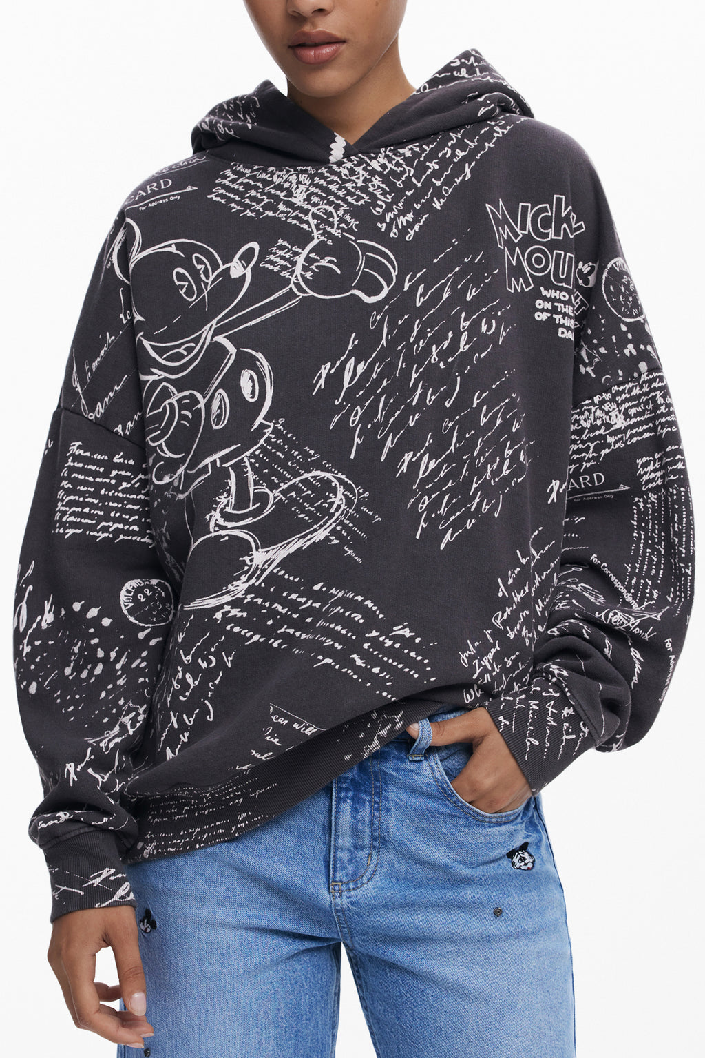 DESIGUAL WOMEN'S BLACK ZIP-UP SWEATSHIRT