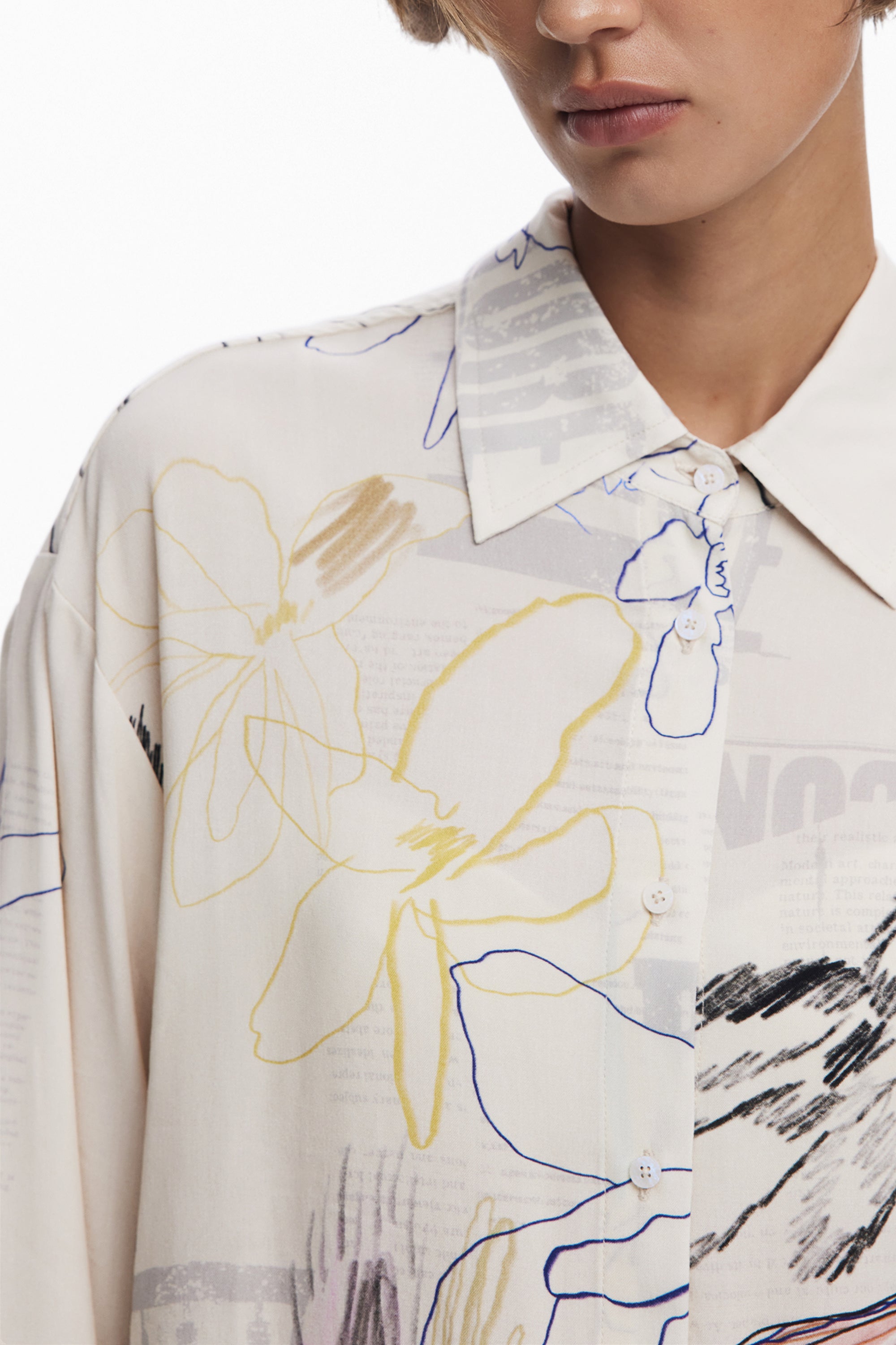 DESIGUAL WOMEN'S LONG-SLEEVED SHIRT WHITE