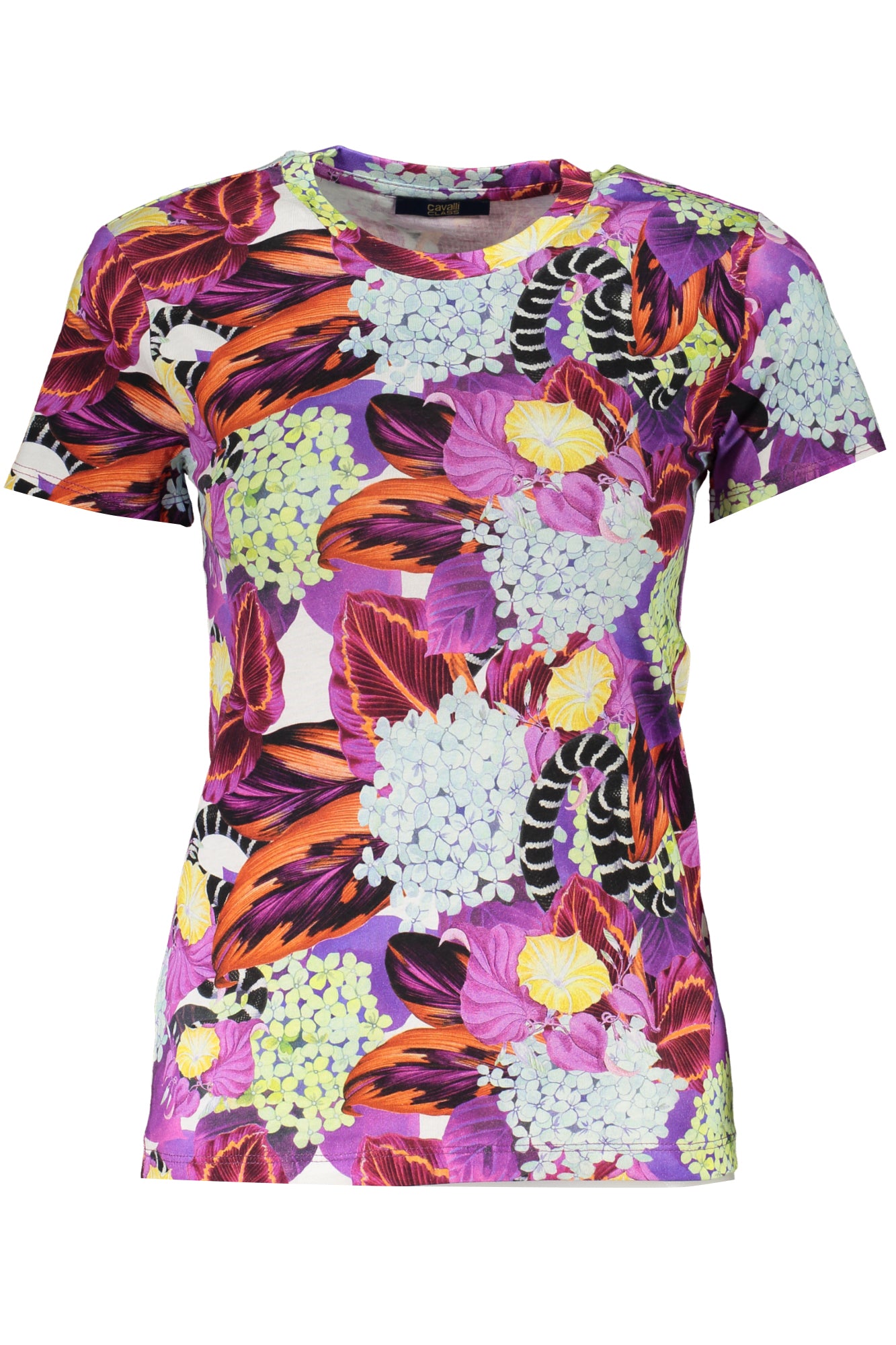 CAVALLI CLASS WOMEN'S SHORT SLEEVE T-SHIRT PURPLE