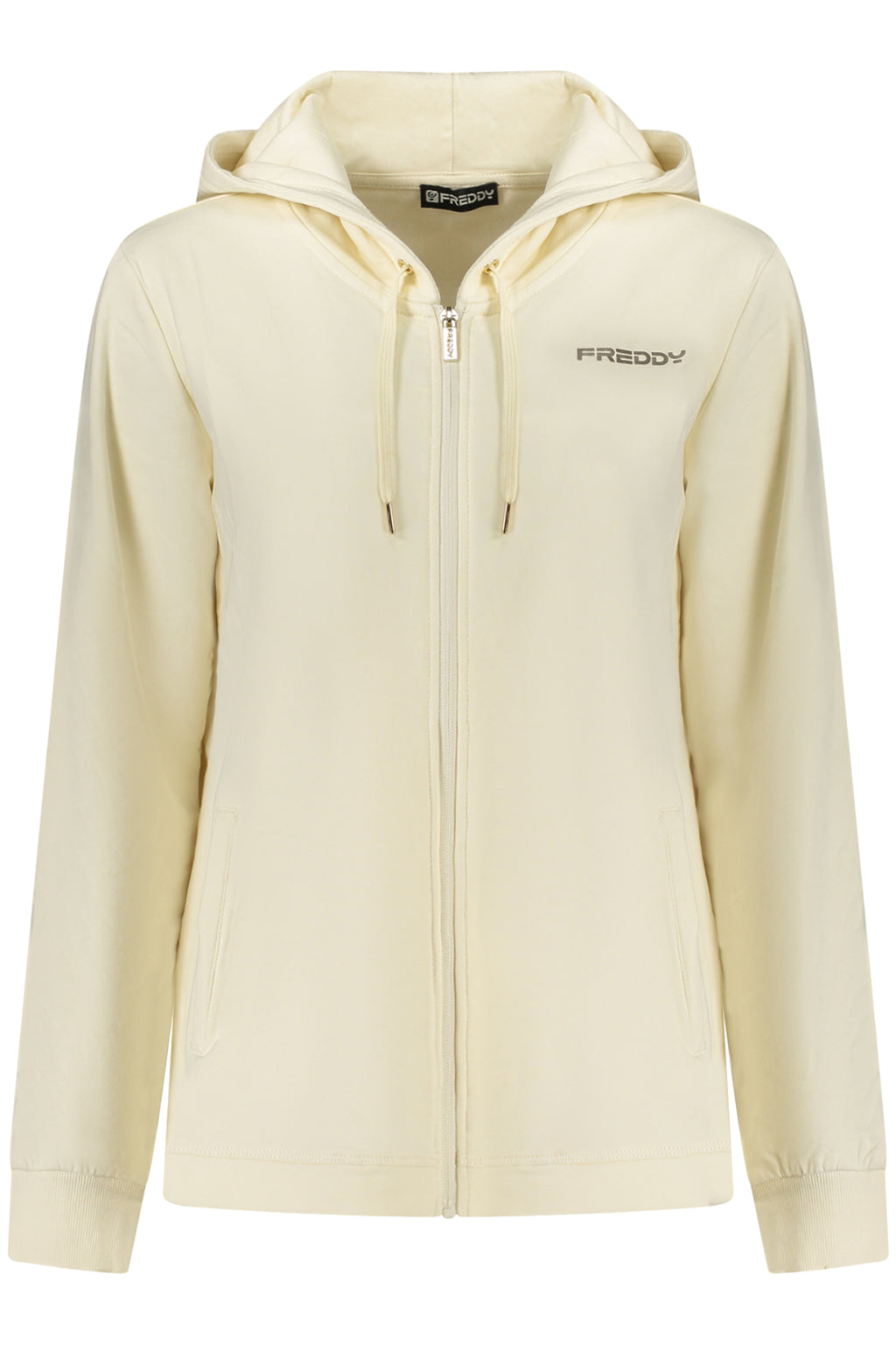 FREDDY WOMEN'S WHITE ZIP-UP SWEATSHIRT