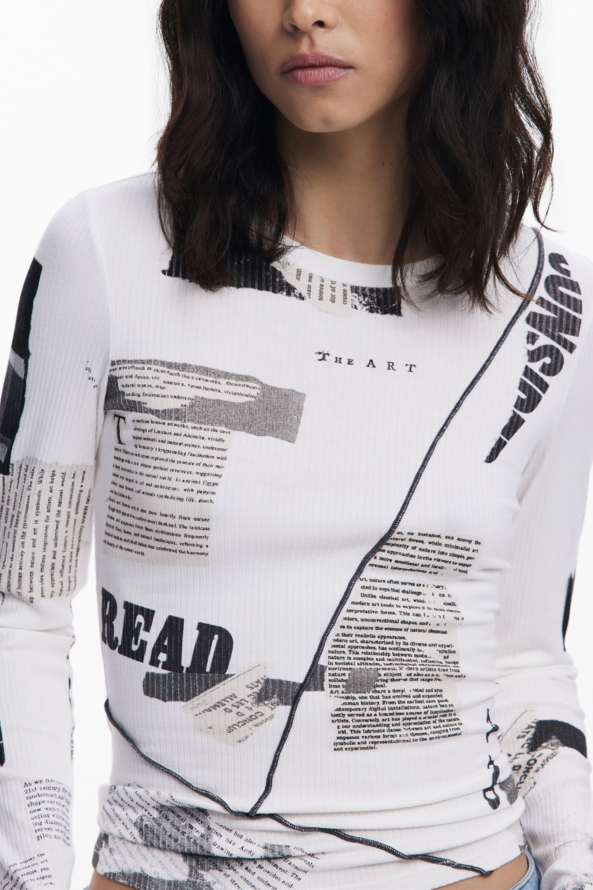 DESIGUAL WOMEN'S LONG-SLEEVED T-SHIRT WHITE