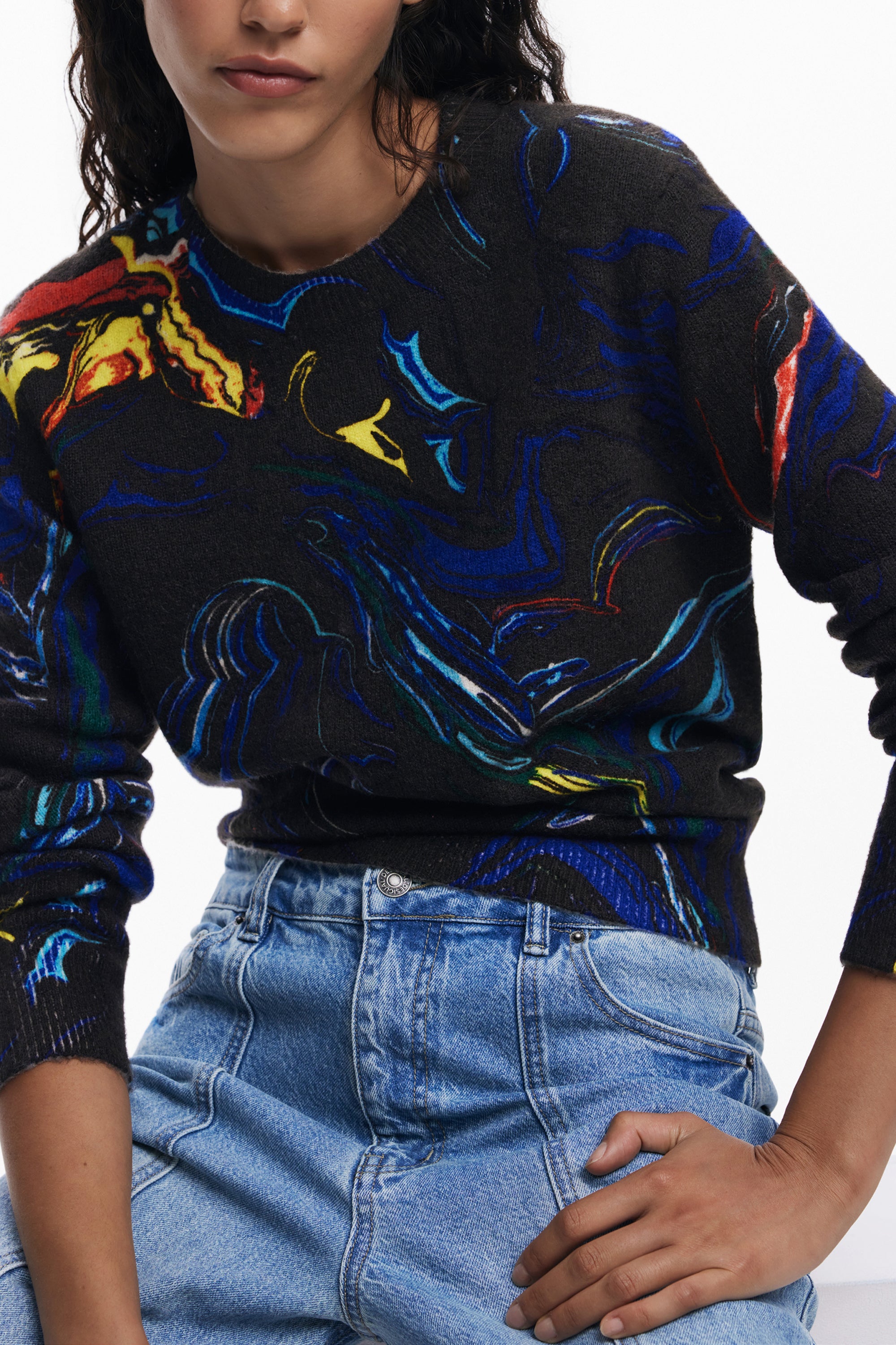DESIGUAL WOMEN'S BLACK SWEATER