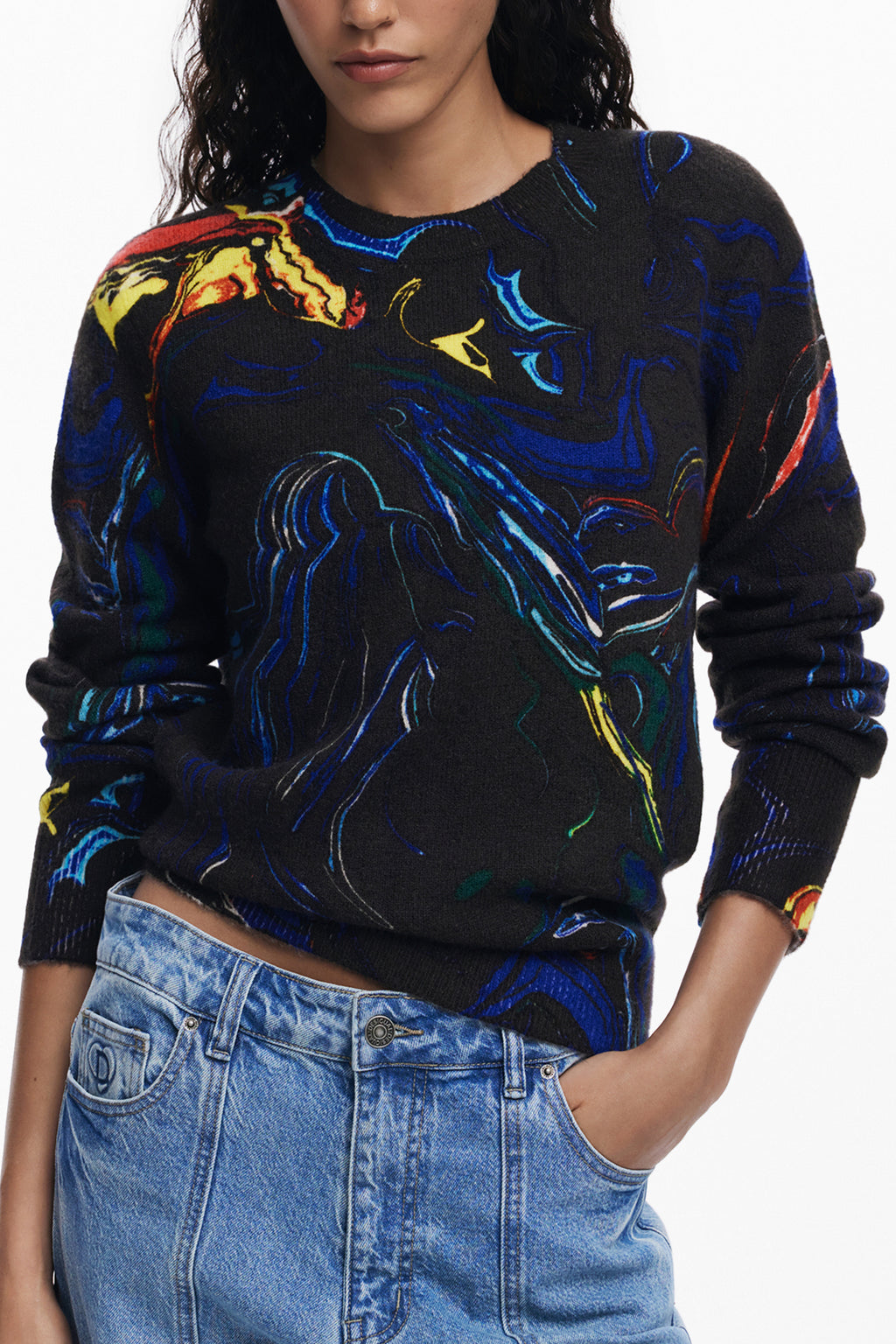 DESIGUAL WOMEN'S BLACK SWEATER
