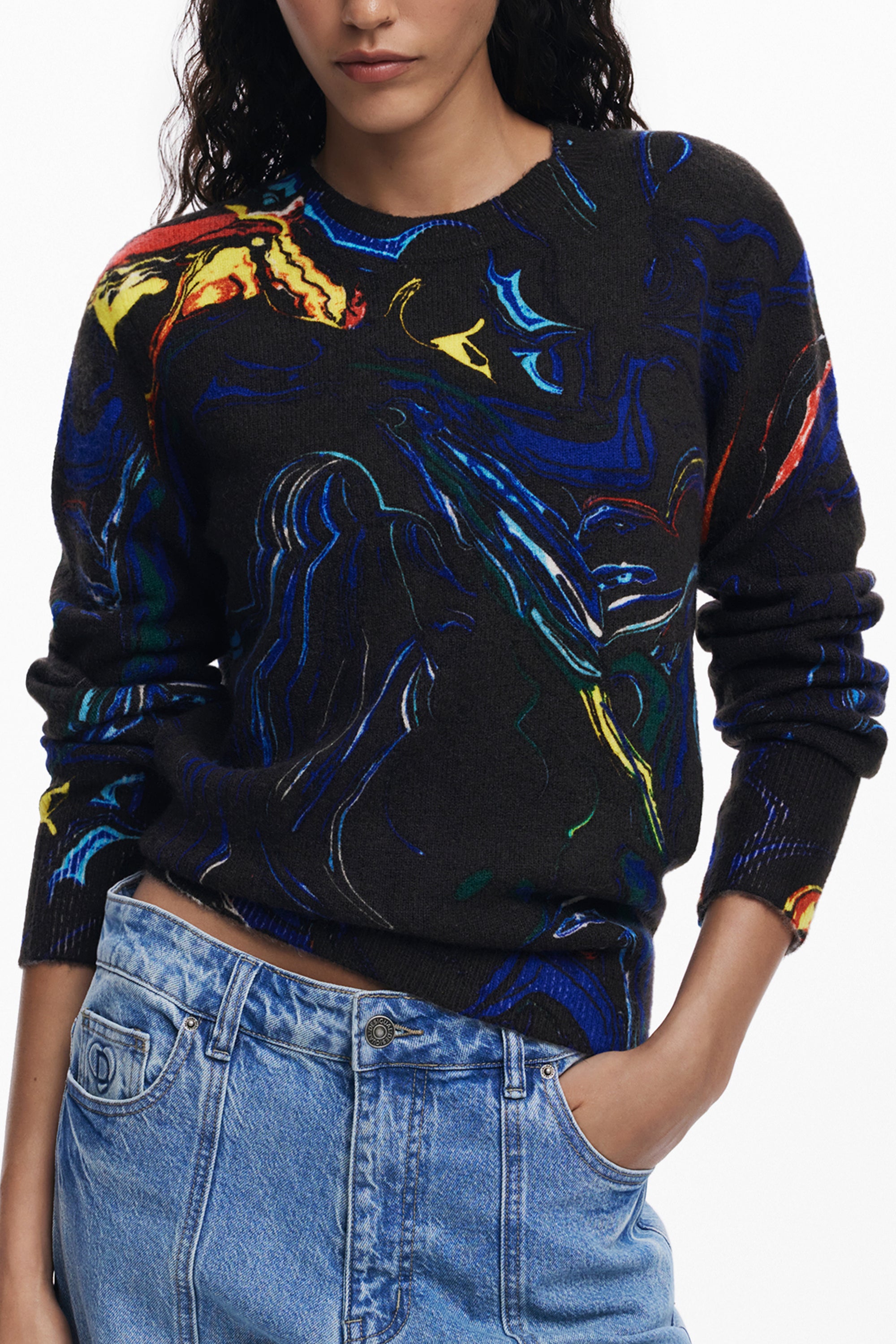 DESIGUAL WOMEN'S BLACK SWEATER