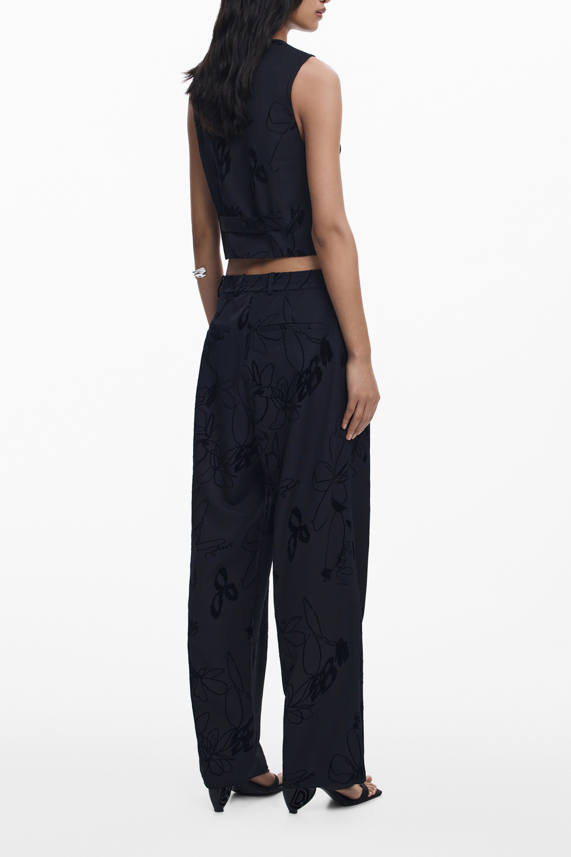 DESIGUAL WOMEN'S BLACK TROUSERS